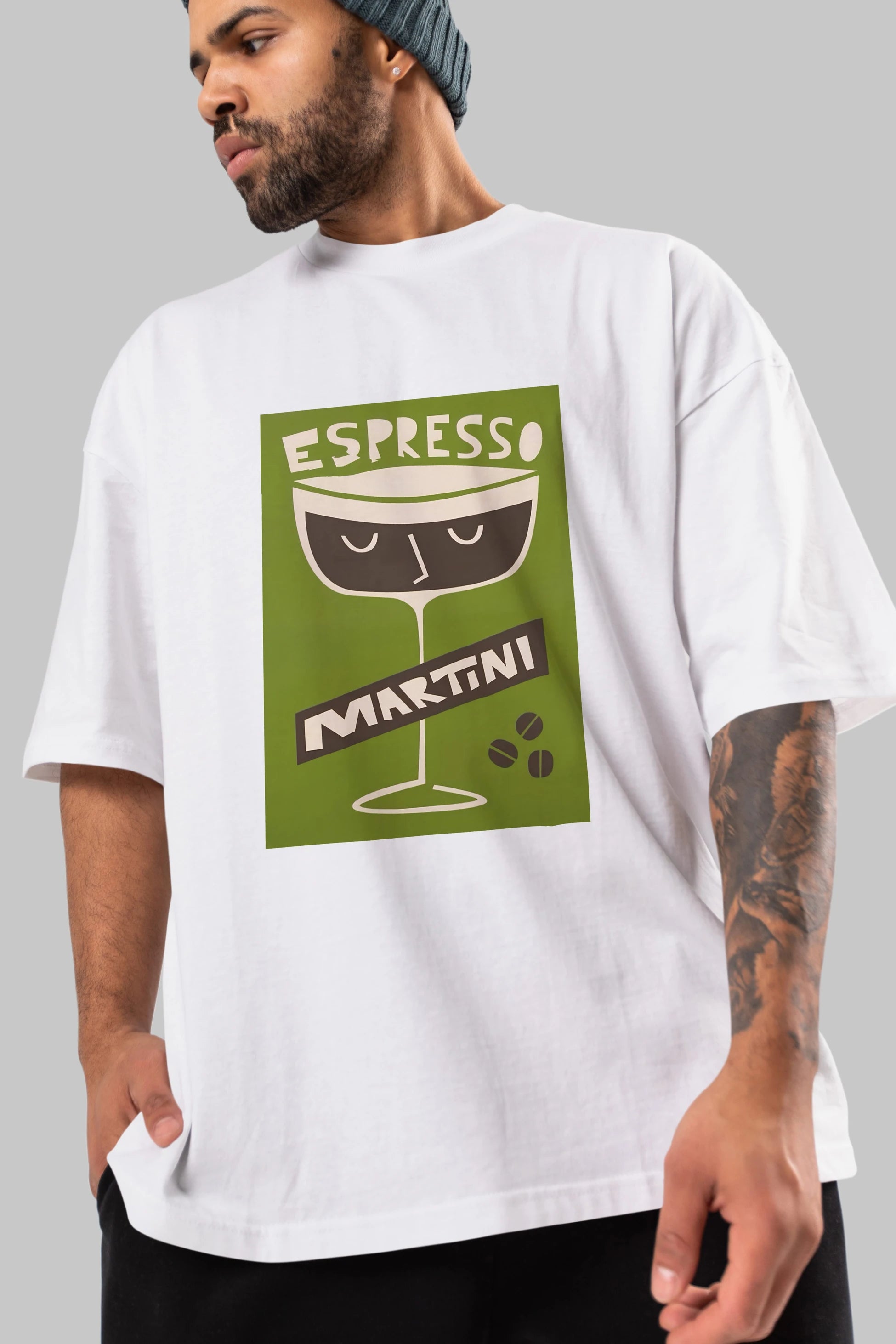 Espresso Martini 2 Ön Baskılı Oversize t-shirt Erkek Kadın Unisex %100 Pamuk Bisiklet Yaka tişort