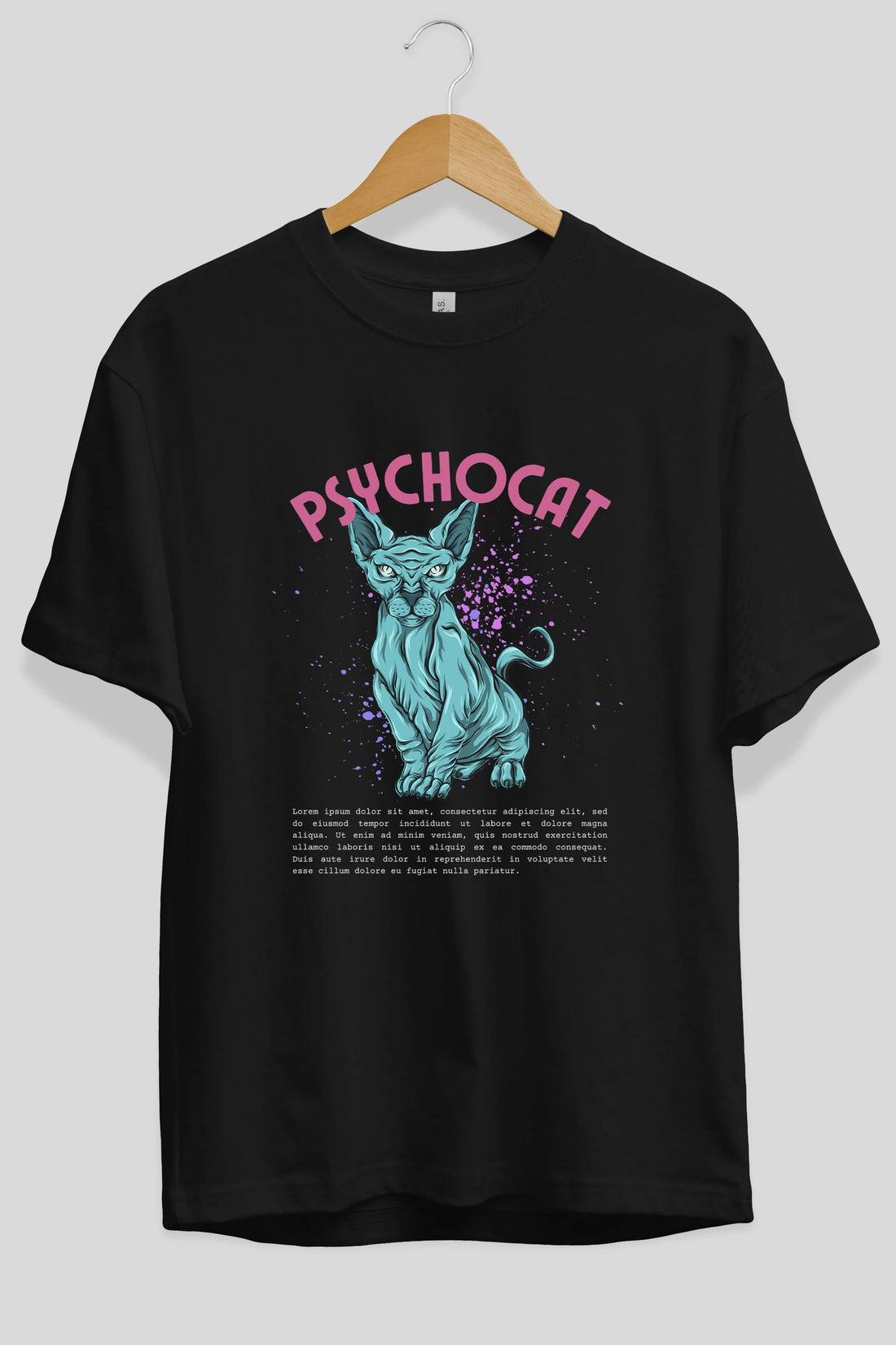 Psychocat Ön Baskılı Oversize t-shirt Erkek Kadın Unisex