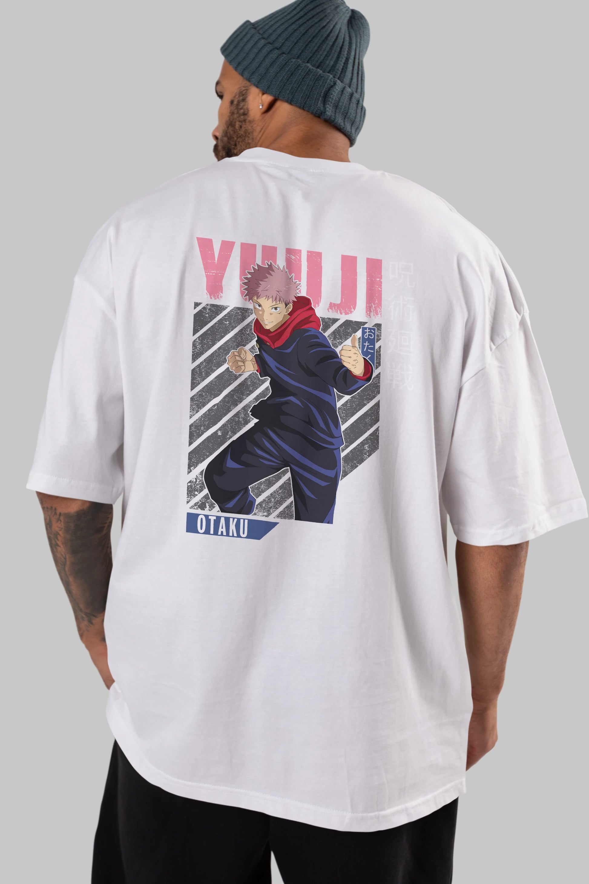 Yuuji Itadori Anime Arka Baskılı Oversize t-shirt Erkek Kadın Unisex