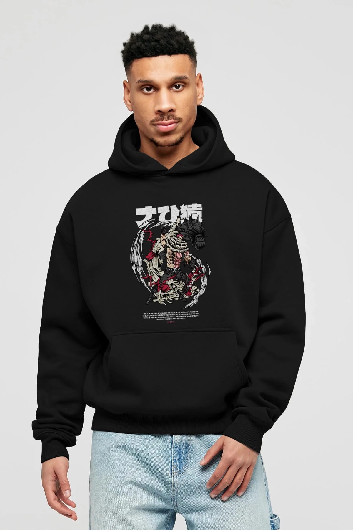 Katakuri Anime Ön Baskılı Hoodie Oversize Kapüşonlu Sweatshirt Erkek Kadın Unisex