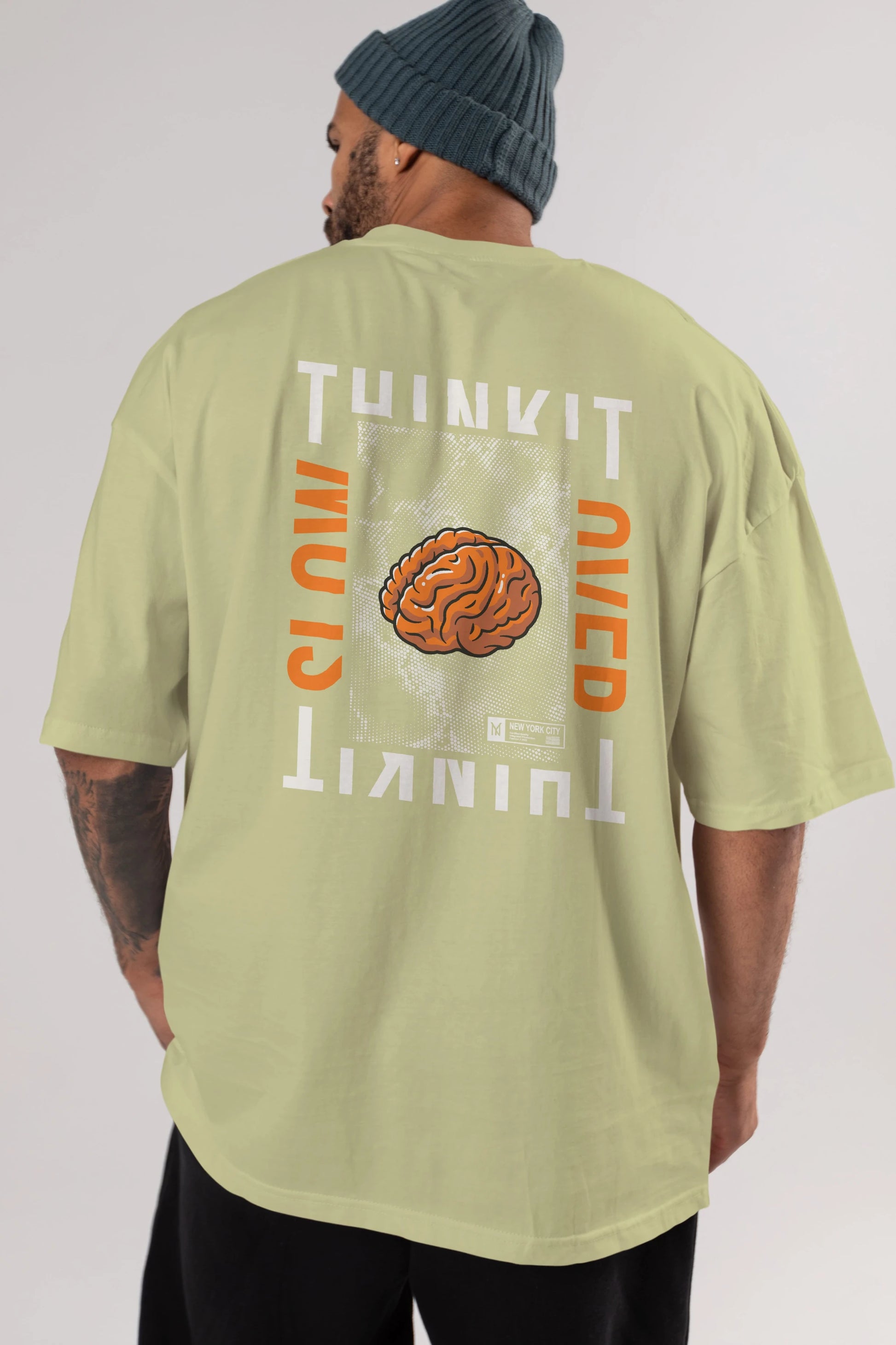 Think it Arka Baskılı Oversize t-shirt Erkek Kadın Unisex