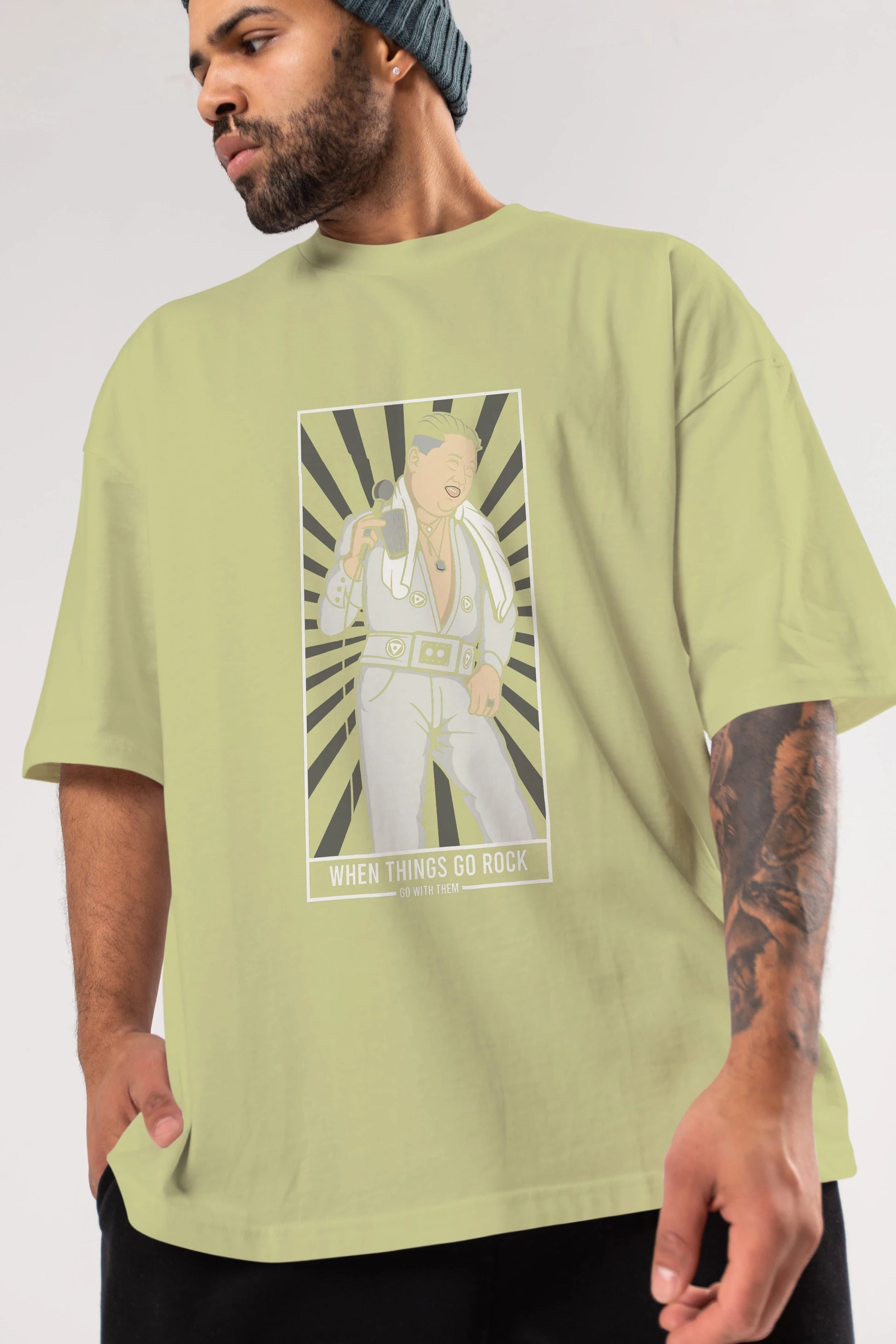 Kim Elvis Ön Baskılı Oversize t-shirt Erkek Kadın Unisex %100 Pamuk tişort