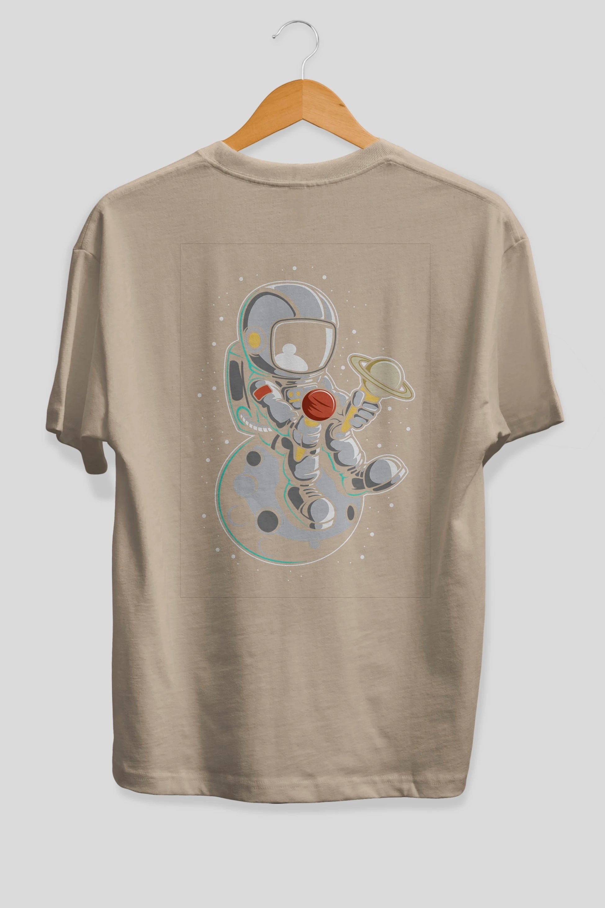Astronaut Ice Cream (2) Arka Baskılı Oversize t-shirt Erkek Kadın Unisex