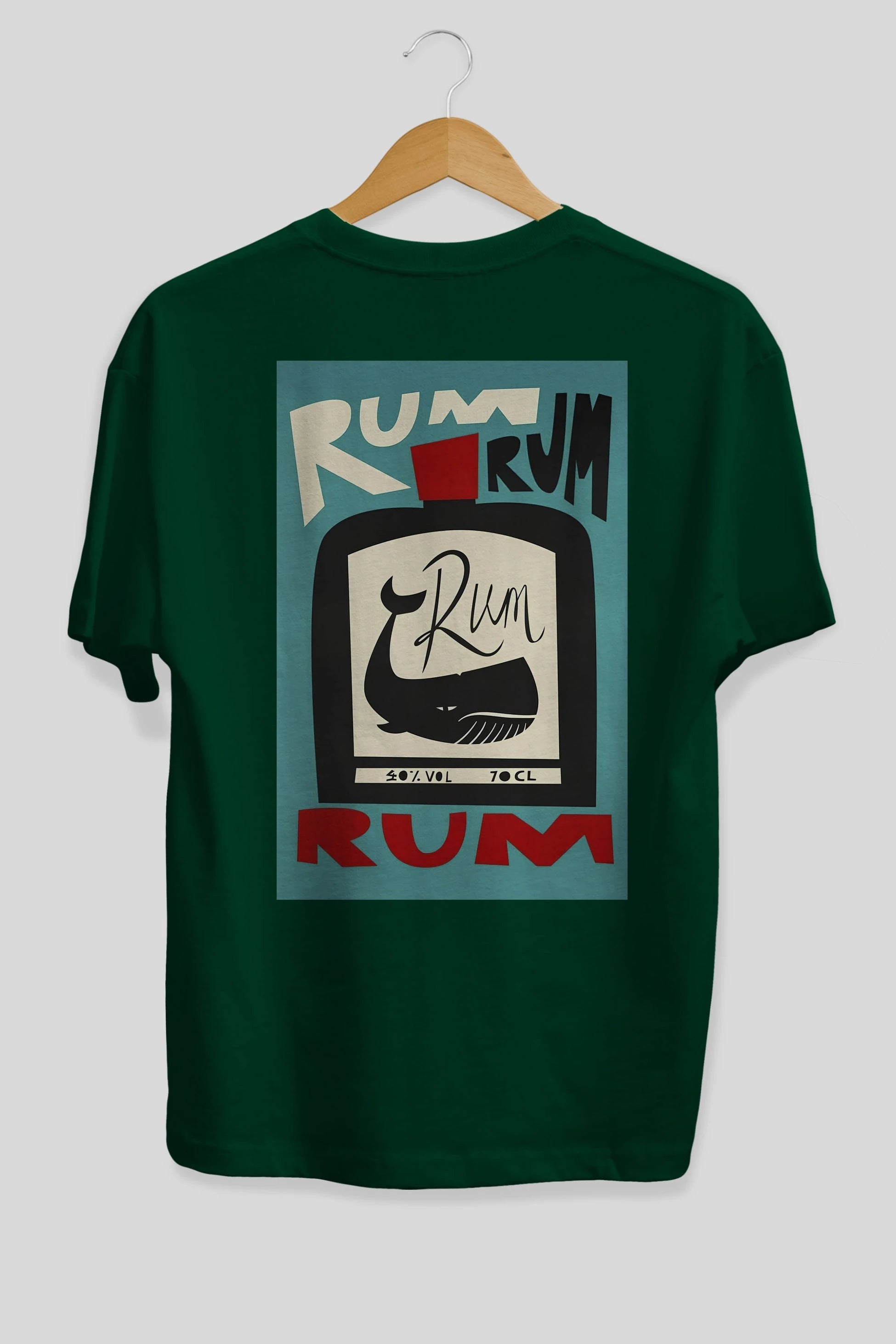 Rum Arka Baskılı Oversize t-shirt Erkek Kadın Unisex %100 Pamuk Bisiklet Yaka tişort