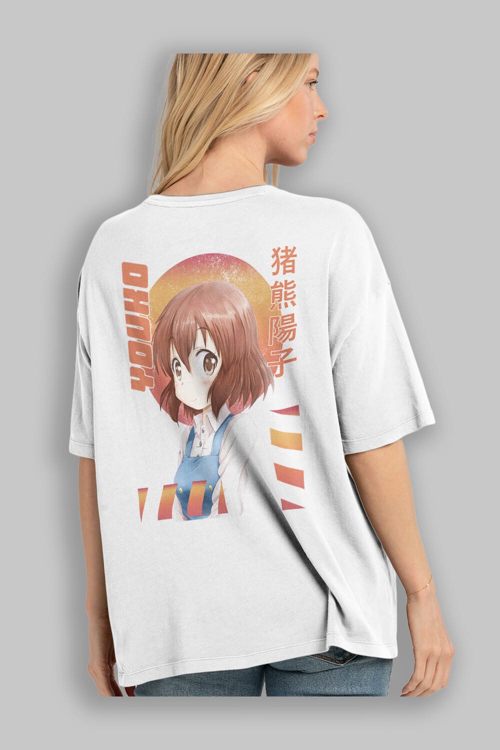 Youko Inokuma 5 Anime Arka Baskılı Oversize t-shirt Erkek Kadın Unisex
