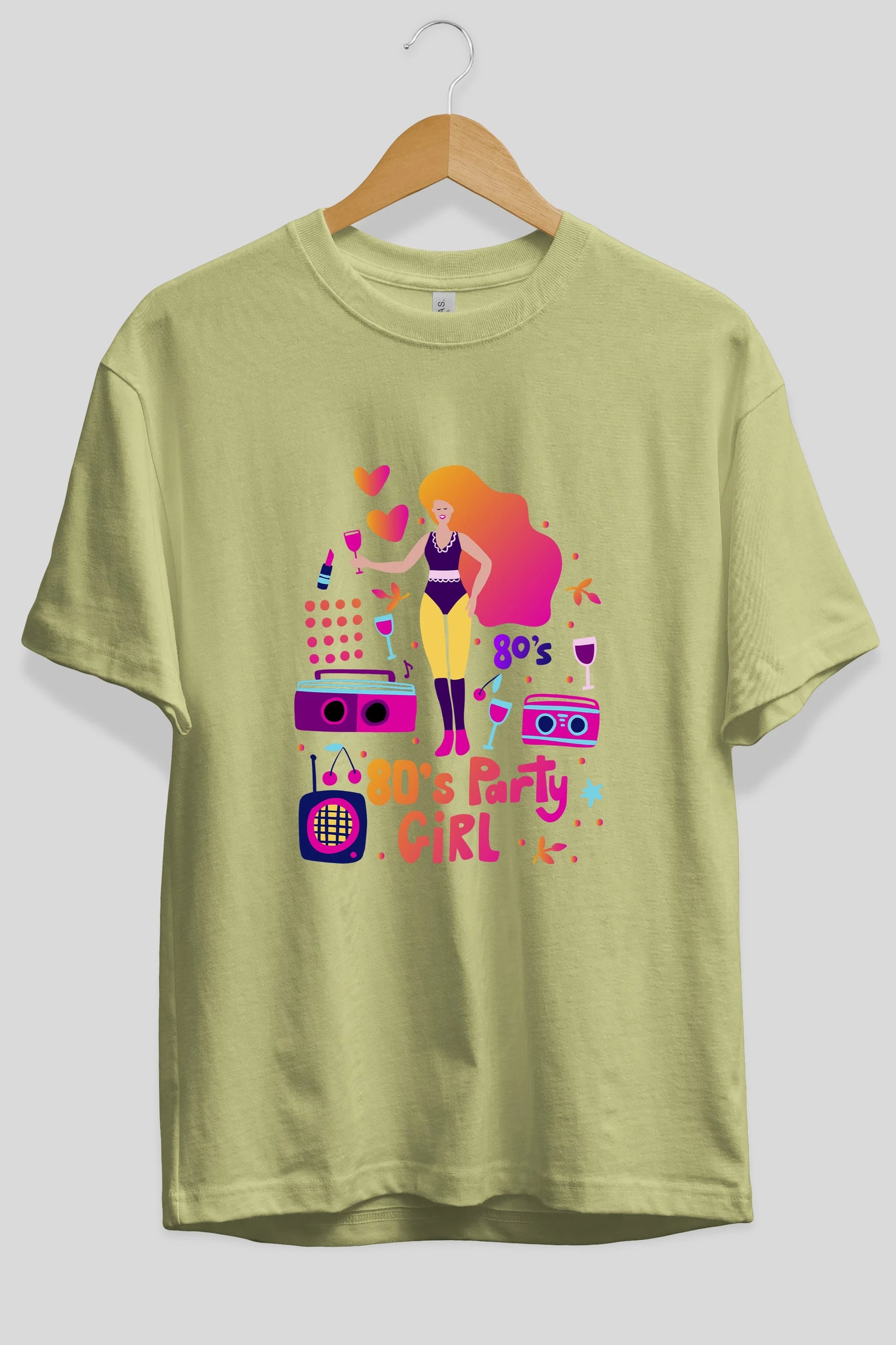 Retro Girl Party Ön Baskılı Oversize t-shirt Erkek Kadın Unisex