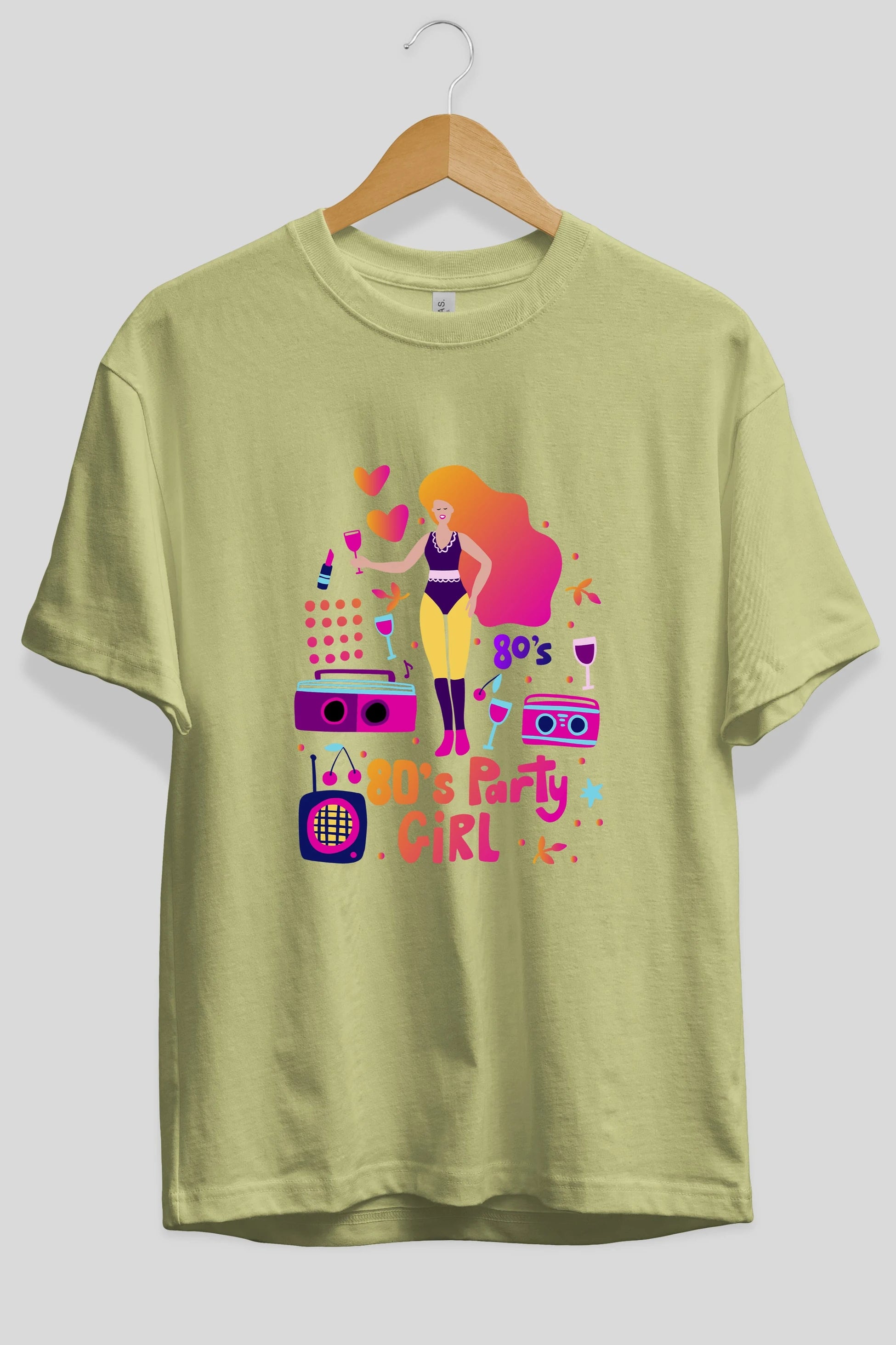 Retro Girl Party Ön Baskılı Oversize t-shirt Erkek Kadın Unisex