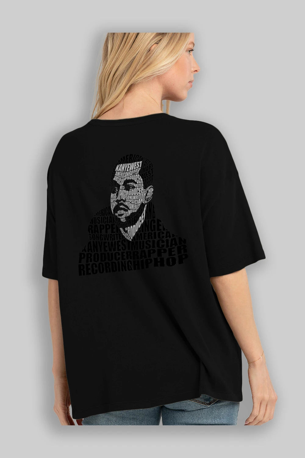 Kanye West Calligram Arka Baskılı Oversize t-shirt %100 pamuk Erkek Kadın Unisex