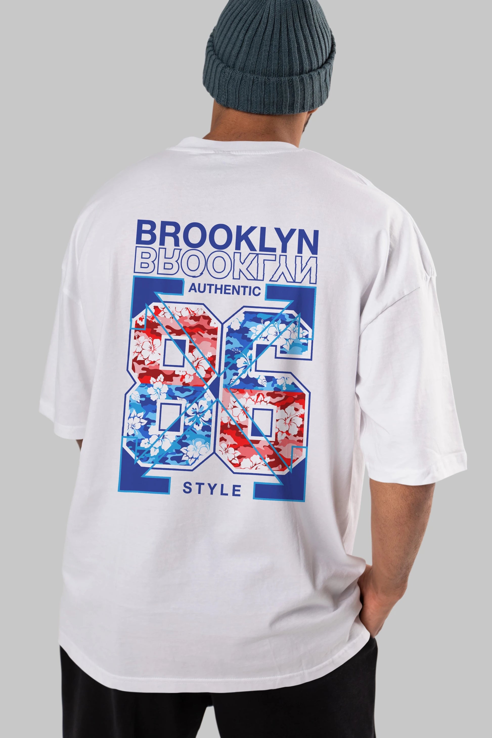 Brooklyn 86 Style Arka Baskılı Oversize t-shirt Erkek Kadın Unisex