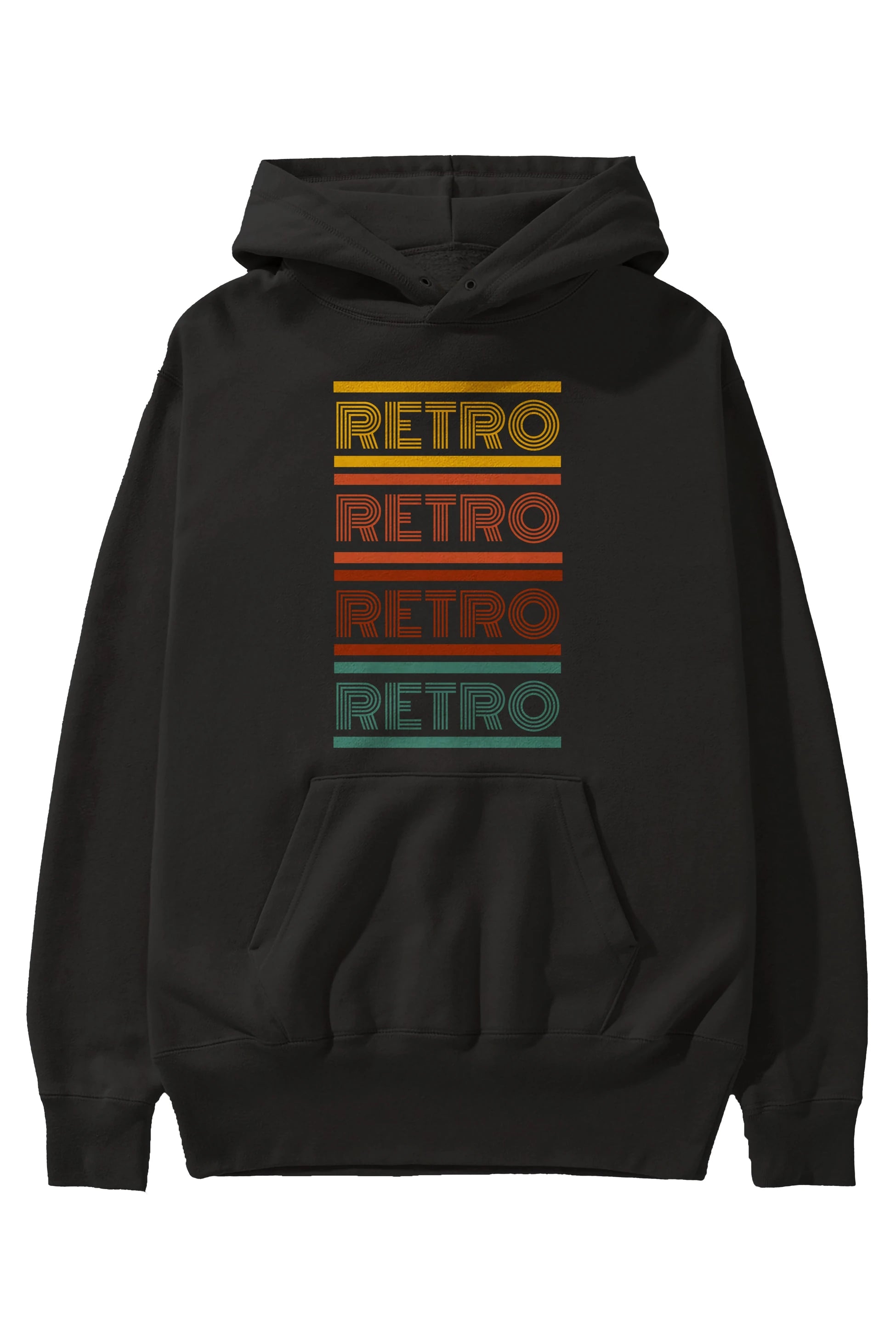Retro Yazılı Ön Baskılı Oversize Hoodie Kapüşonlu Sweatshirt Erkek Kadın Unisex