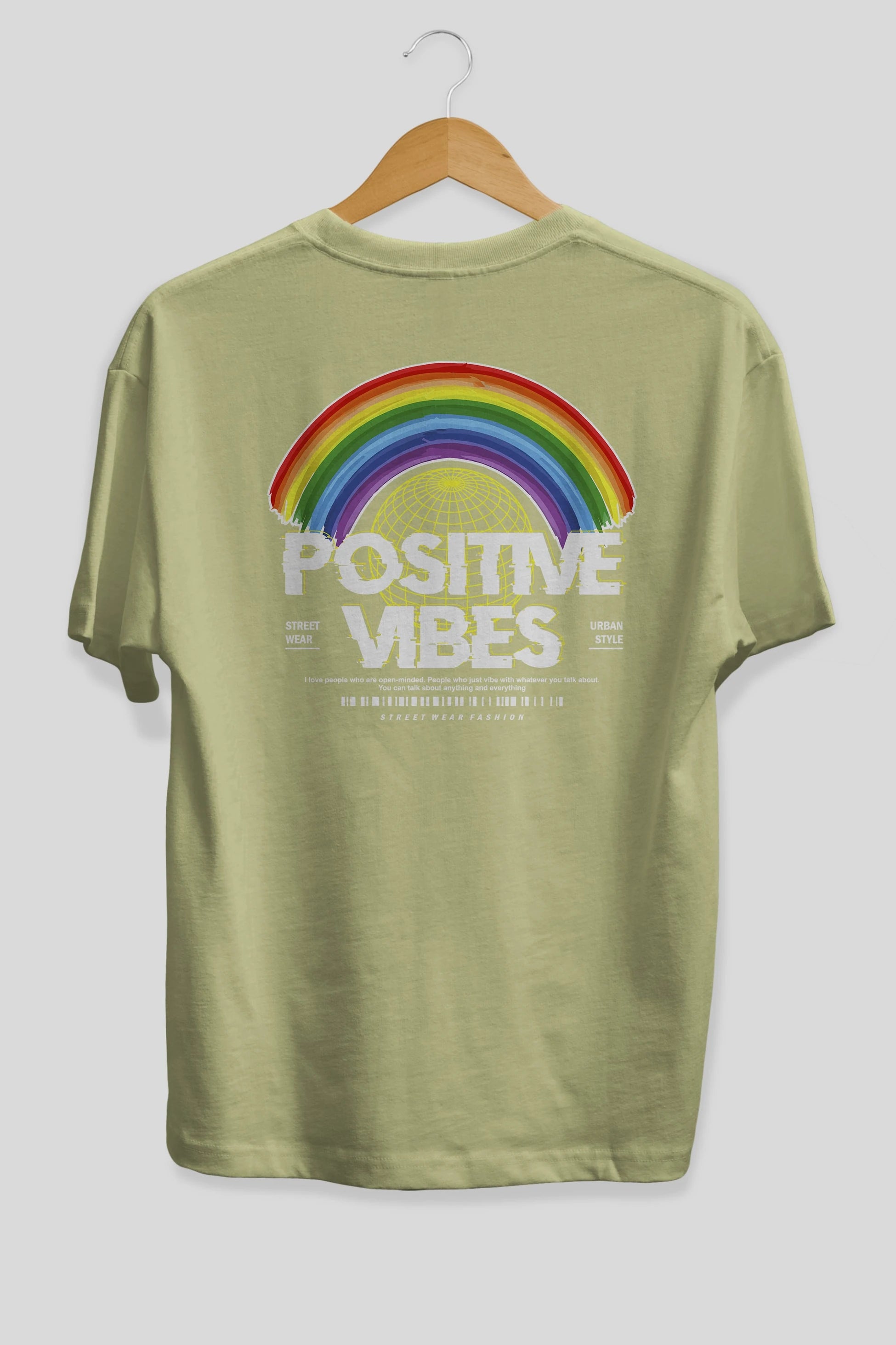 Positive Vibes Arka Baskılı Oversize t-shirt Erkek Kadın Unisex