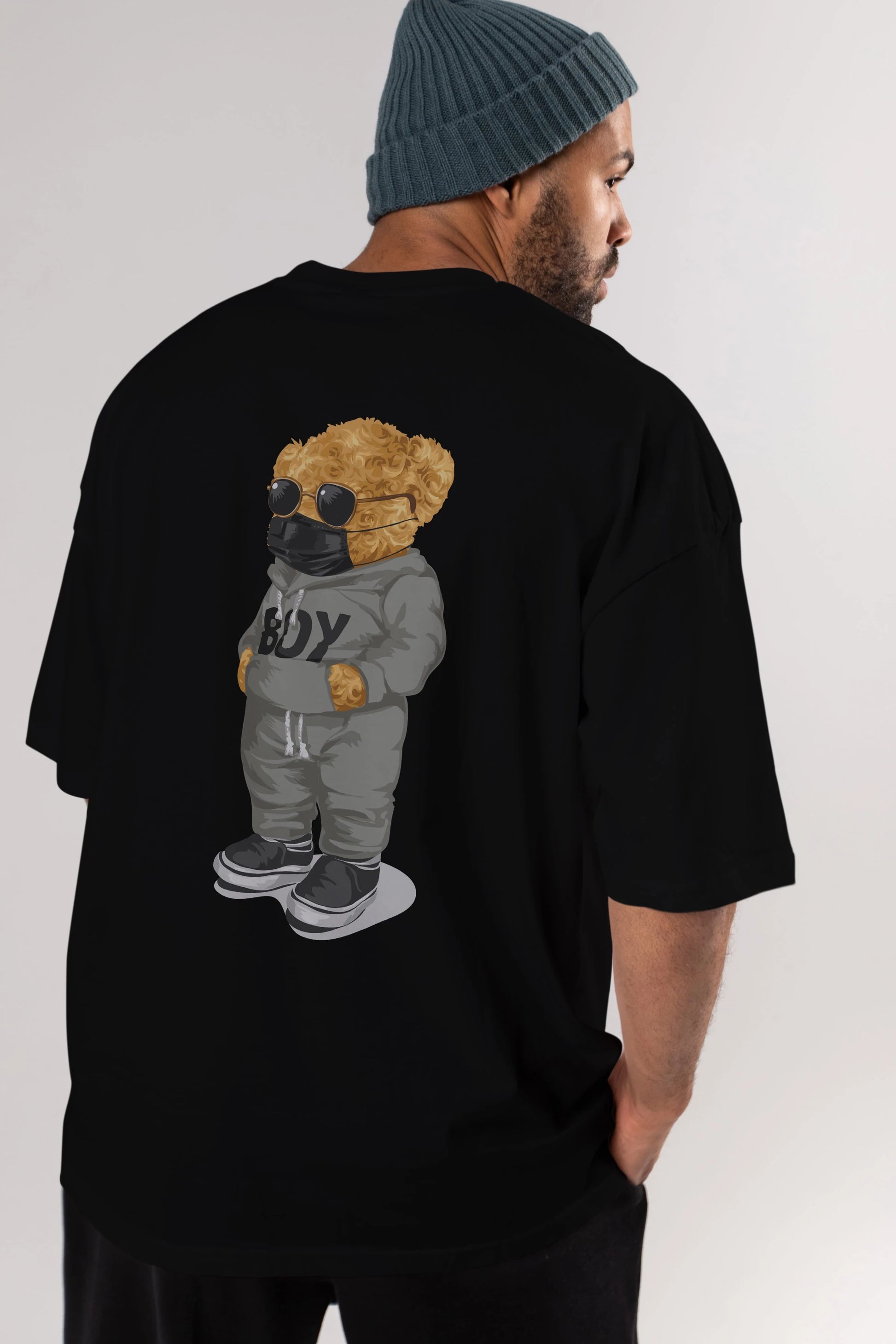 Teddy Bear Boy Arka Baskılı Oversize t-shirt Erkek Kadın Unisex %100 Pamuk