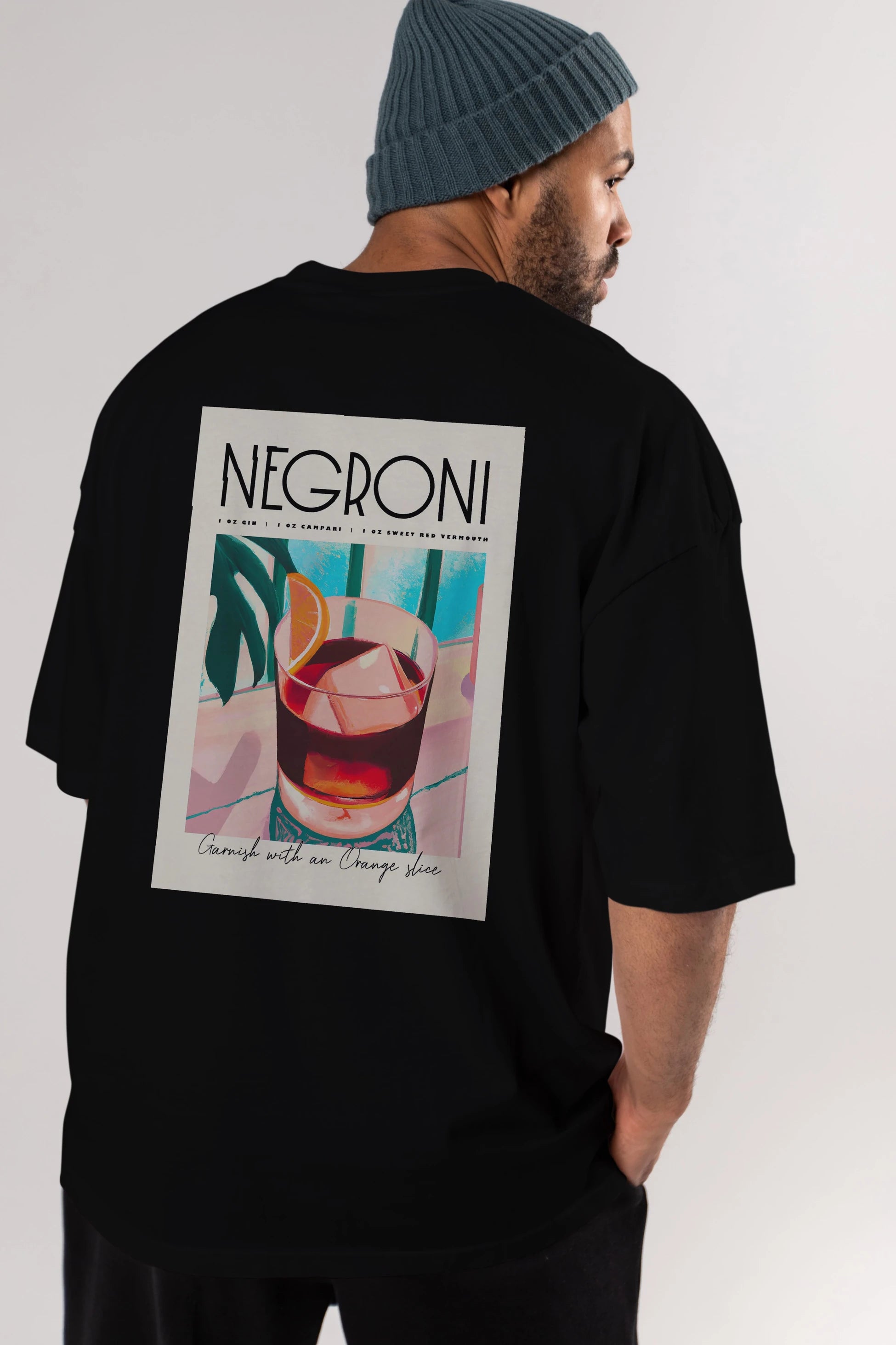 Negroni 4 Arka Baskılı Oversize t-shirt Erkek Kadın Unisex %100 Pamuk Bisiklet Yaka tişort