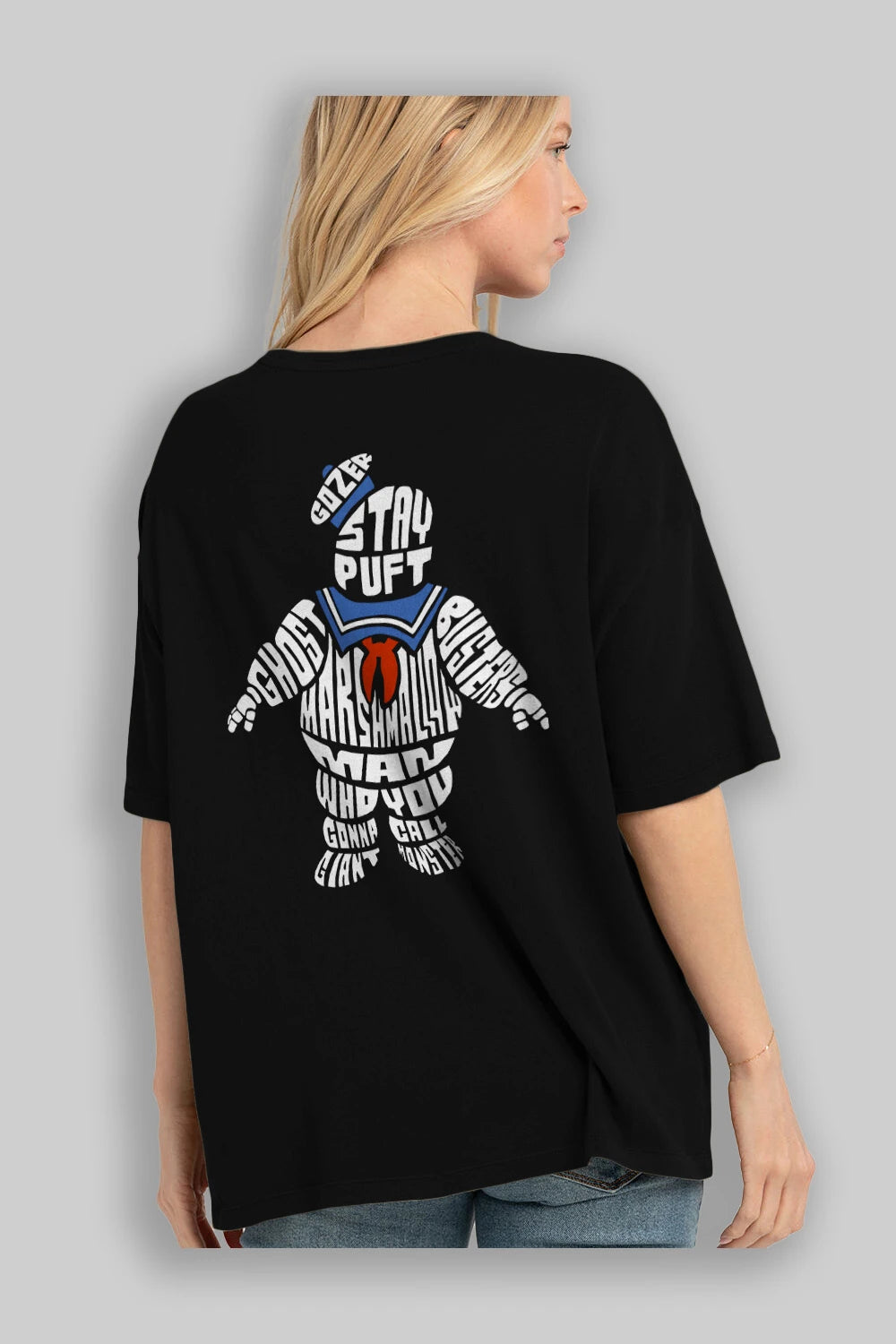 Stay Puft Arka Baskılı Oversize t-shirt %100 pamuk Erkek Kadın Unisex