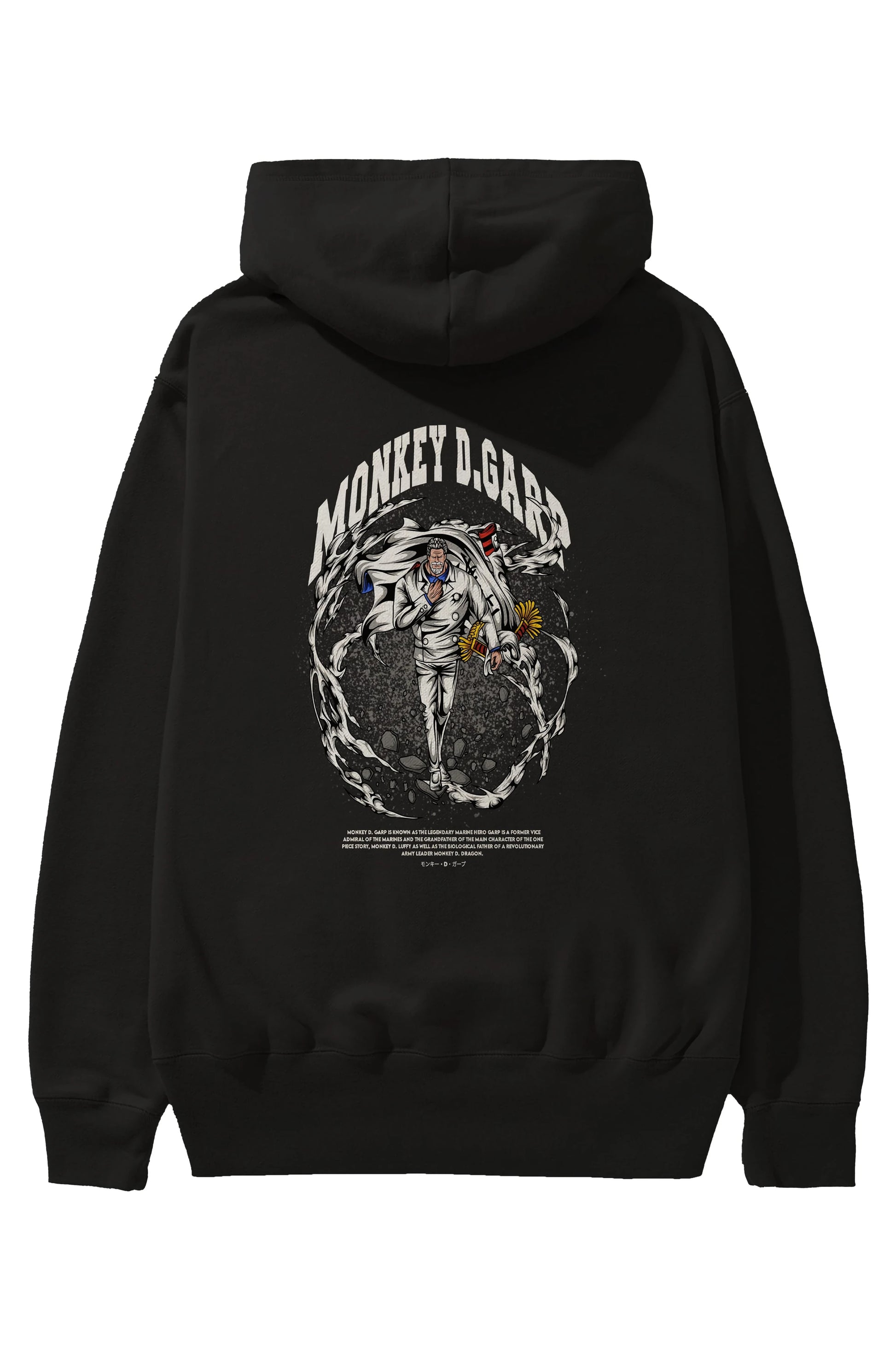 Monkey D. Garp Anime Arka Baskılı Hoodie Oversize Kapüşonlu Sweatshirt Erkek Kadın Unisex