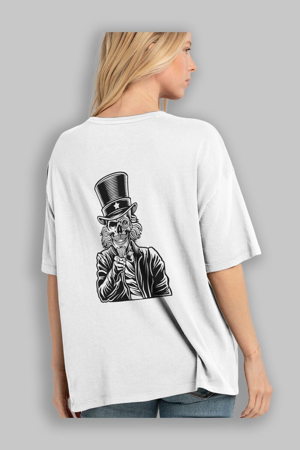 I Want You Skull Arka Baskılı Oversize t-shirt Erkek Kadın Unisex %100 Pamuk tişort