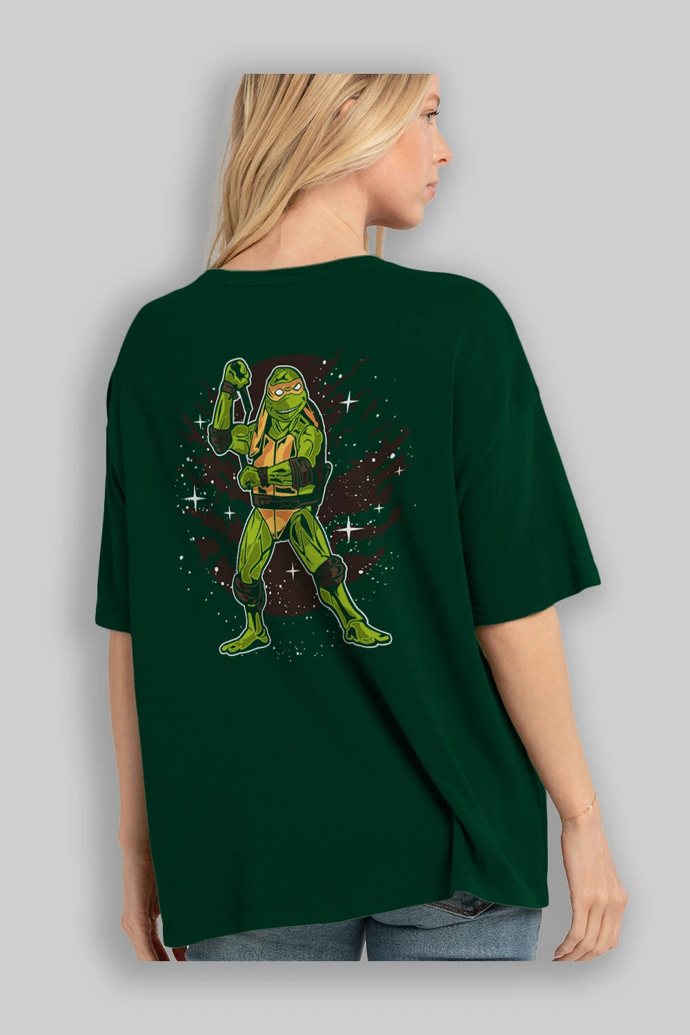 TURTLES Arka Baskılı Oversize t-shirt Erkek Kadın Unisex %100 Pamuk