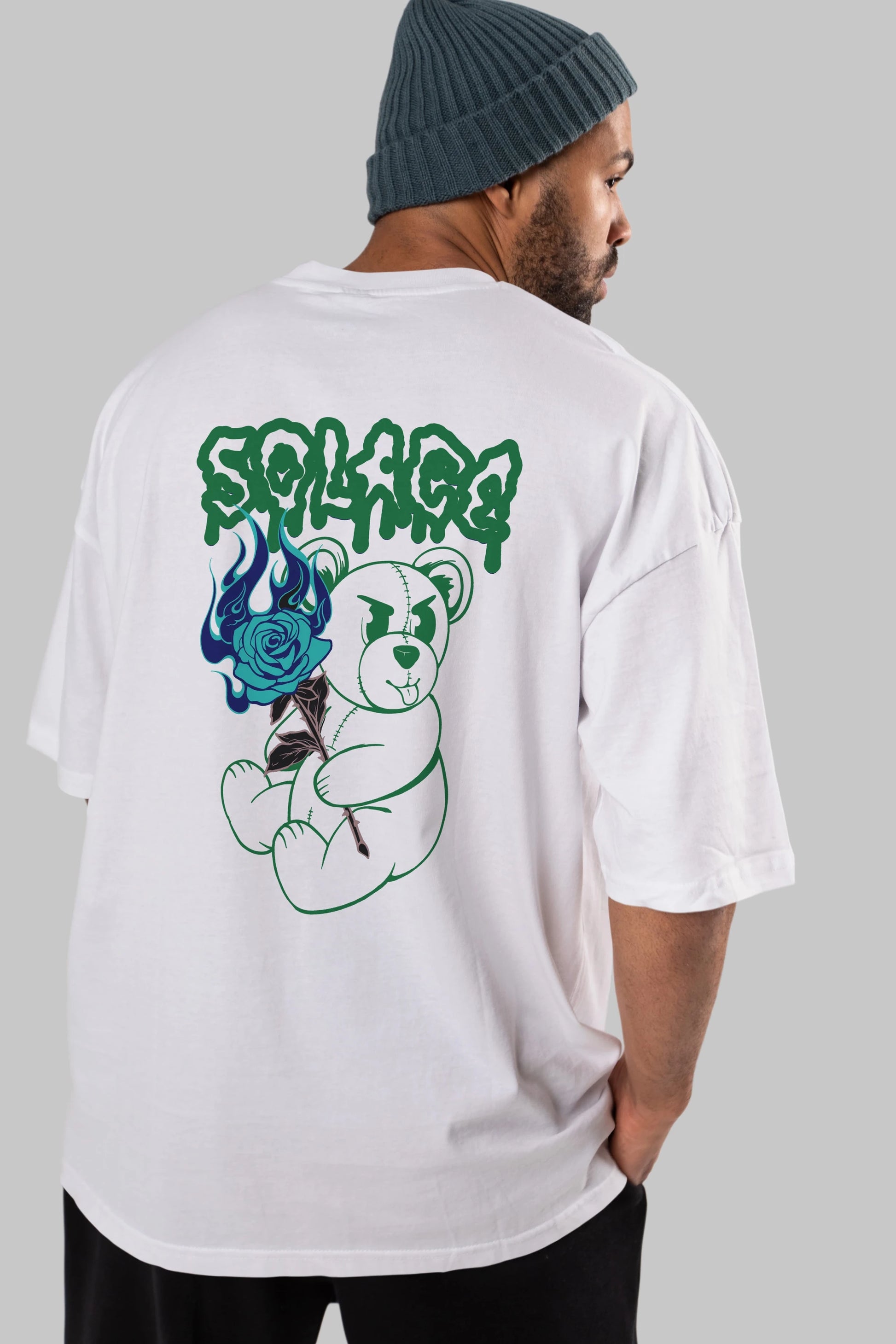 Solage Bear Arka Baskılı Oversize t-shirt Erkek Kadın Unisex