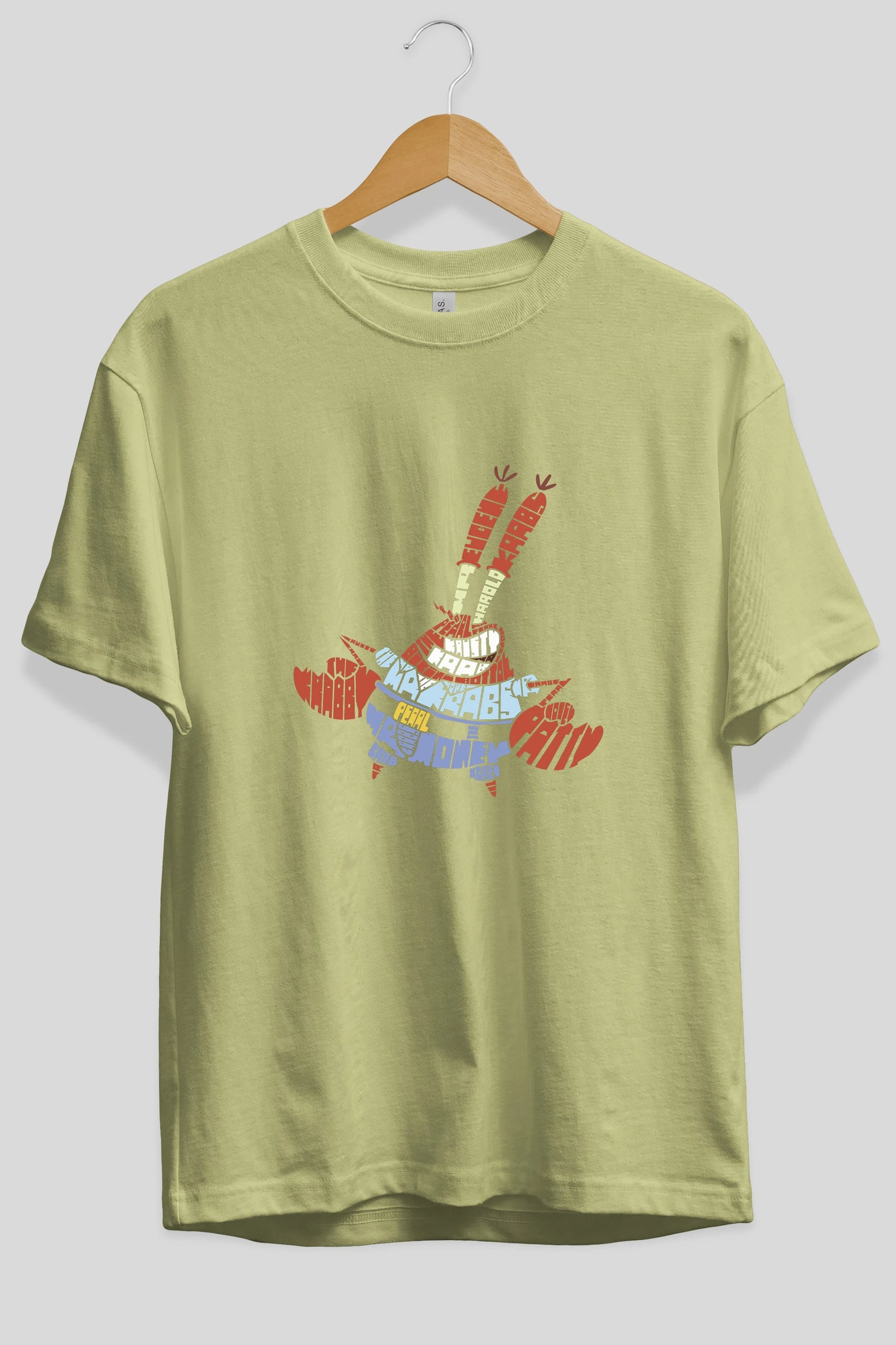 Mr Krabs Ön Baskılı Oversize t-shirt %100 pamuk Erkek Kadın Unisex