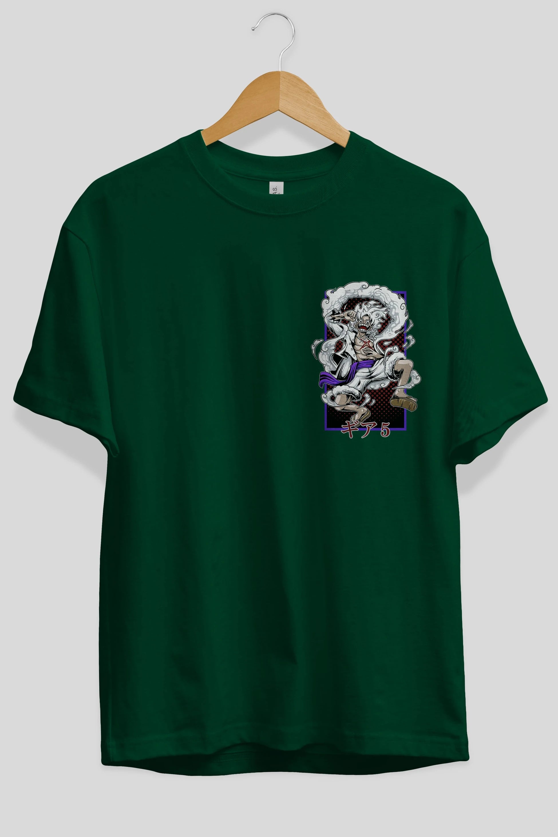 MONKEY D. LUFFY GEAR5 Ön Sol Baskılı Oversize t-shirt Erkek Kadın Unisex %100 Pamuk Bisiklet Yaka tişort