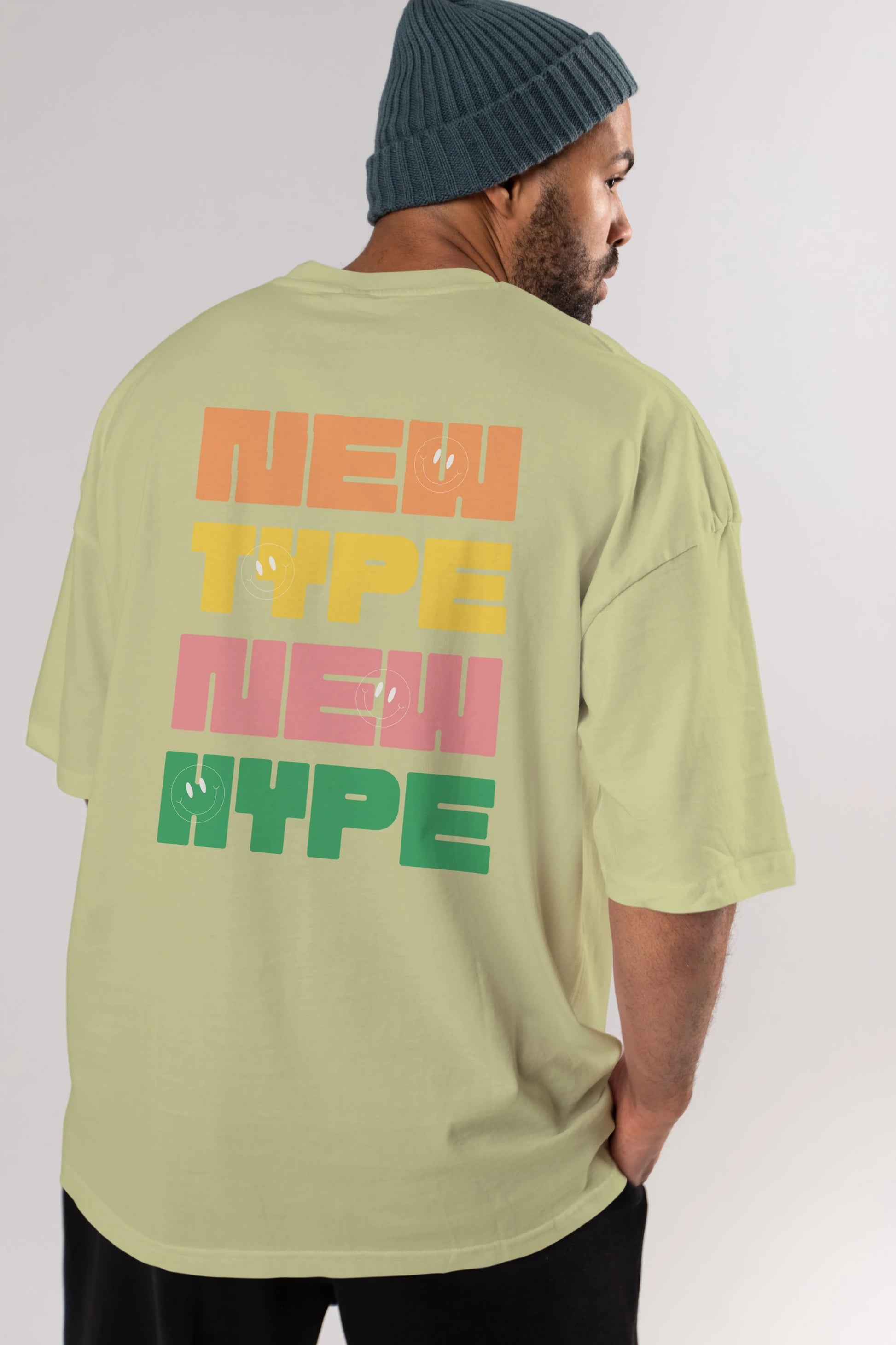 New Type New Hype Yazılı Arka Baskılı Oversize t-shirt Erkek Kadın Unisex