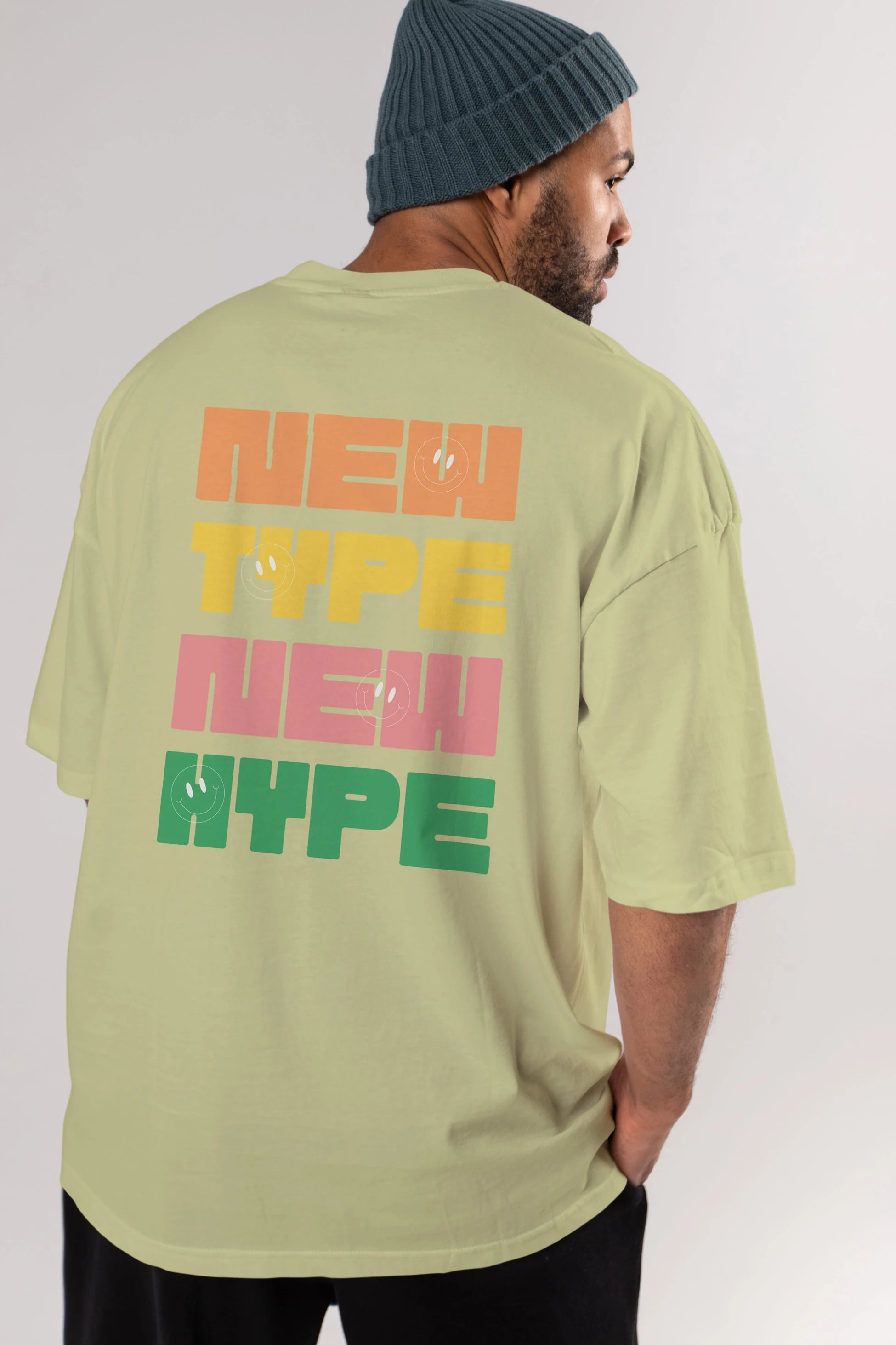 New Type New Hype Yazılı Arka Baskılı Oversize t-shirt Erkek Kadın Unisex