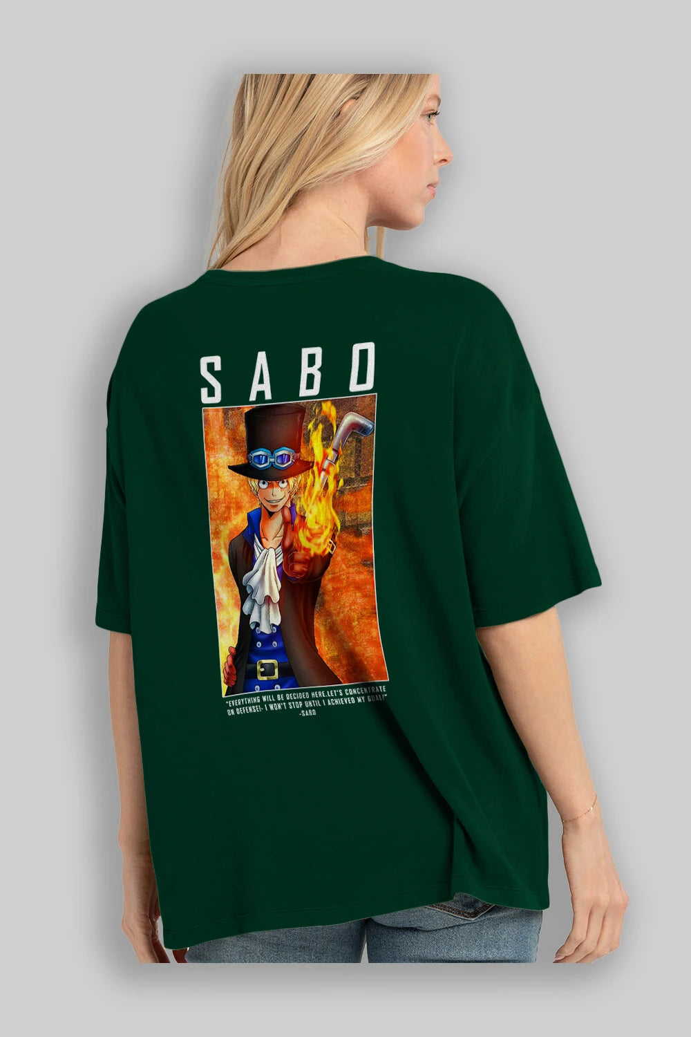 Sabo Anime Arka Baskılı Oversize t-shirt Erkek Kadın Unisex %100 pamuk tişort
