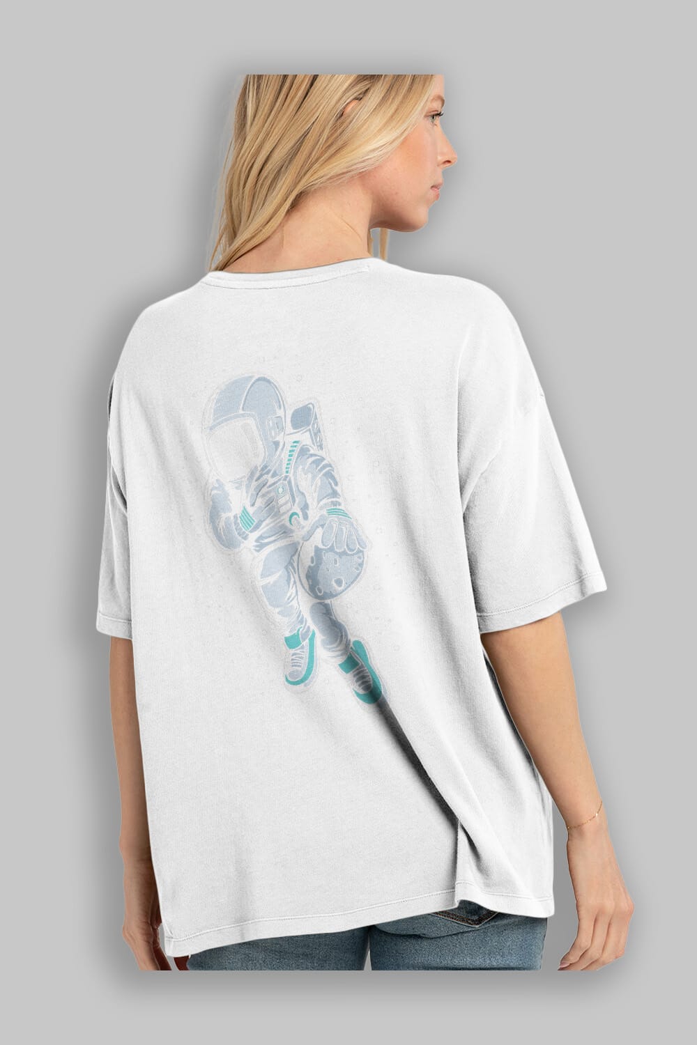 Astronaut Basketball (2) Arka Baskılı Oversize t-shirt Erkek Kadın Unisex