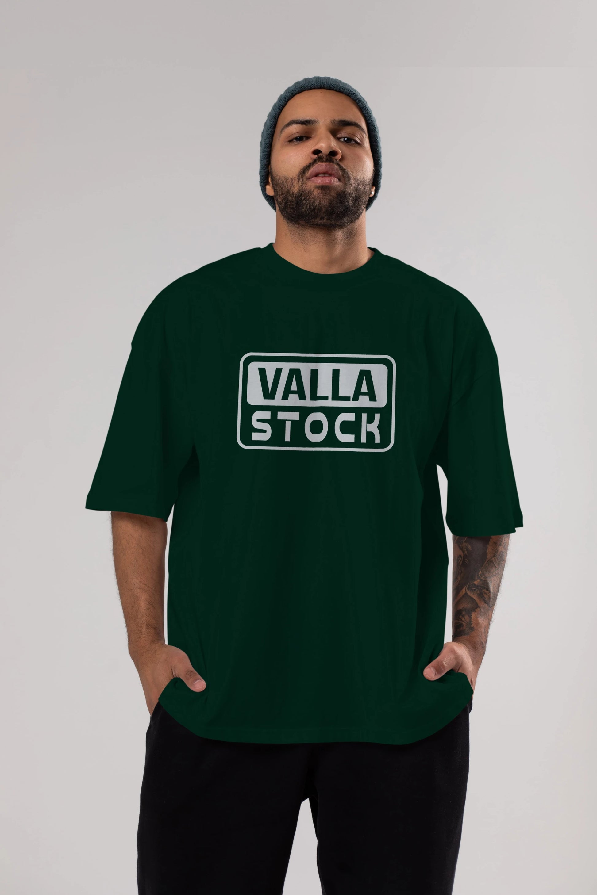 Valla Stock Ön Baskılı Oversize t-shirt %100 pamuk Erkek Kadın Unisex