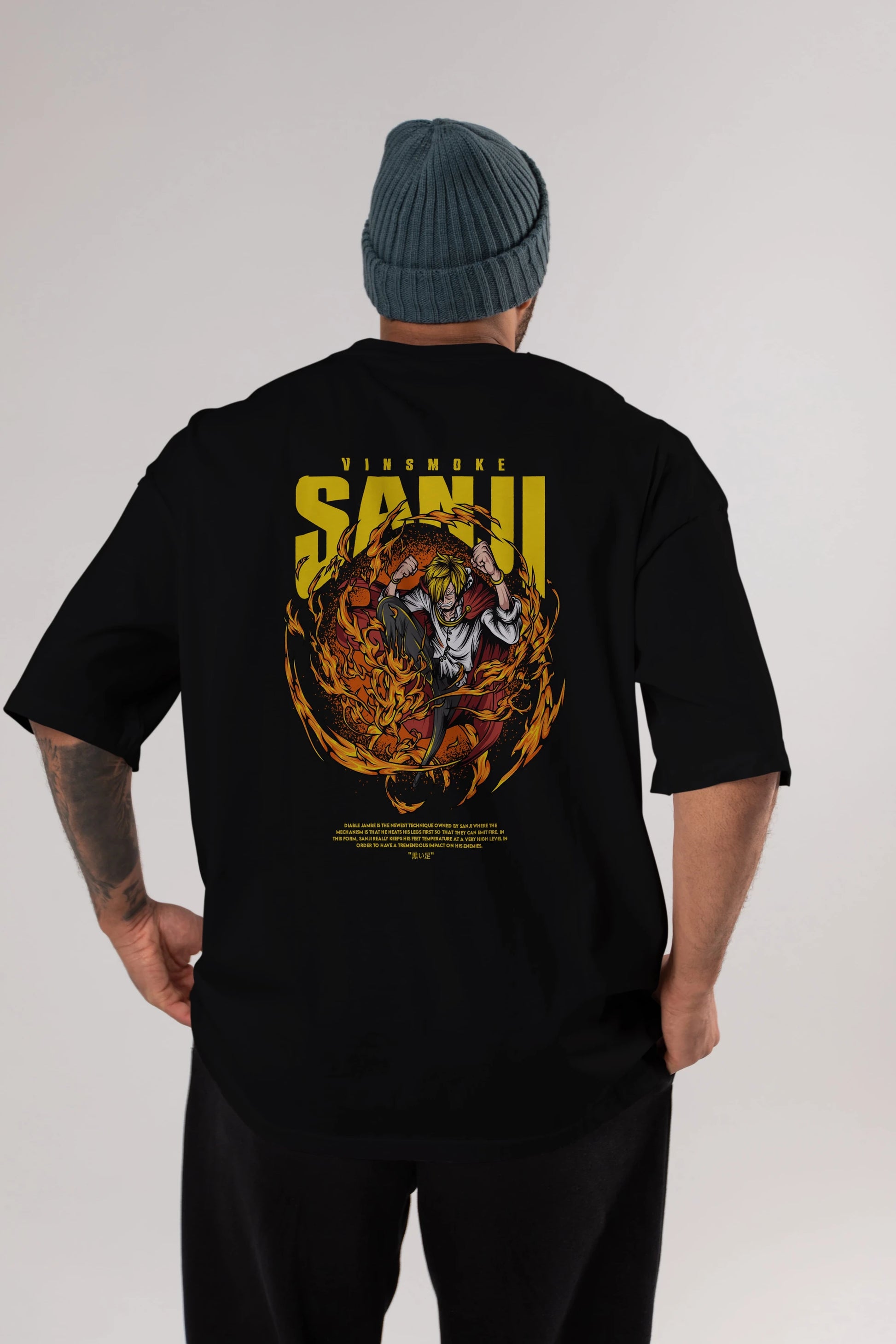 Vinsmoke Sanji Anime Arka Baskılı Oversize t-shirt Erkek Kadın Unisex
