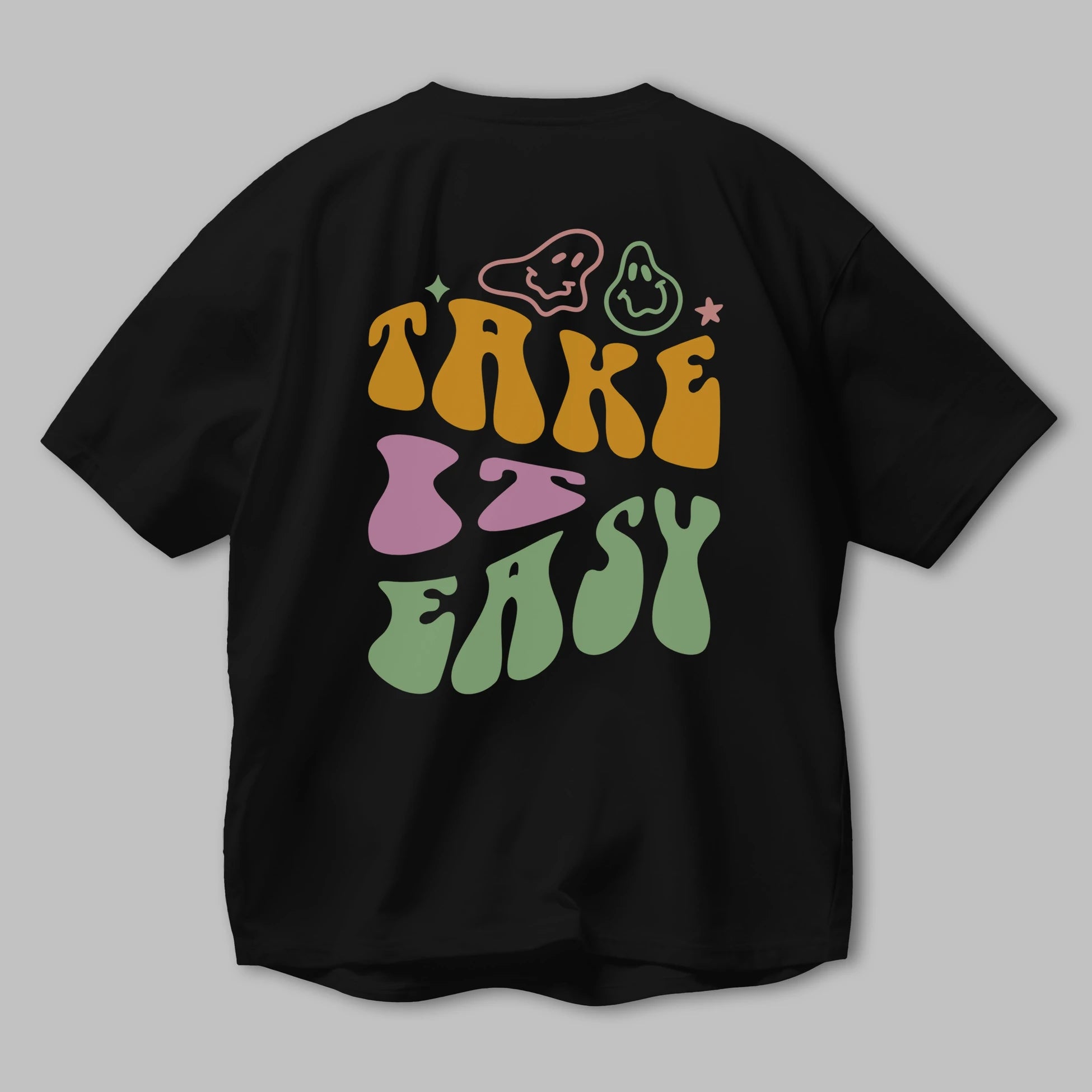 Take it Easy Yazılı Arka Baskılı Oversize t-shirt Erkek Kadın Unisex
