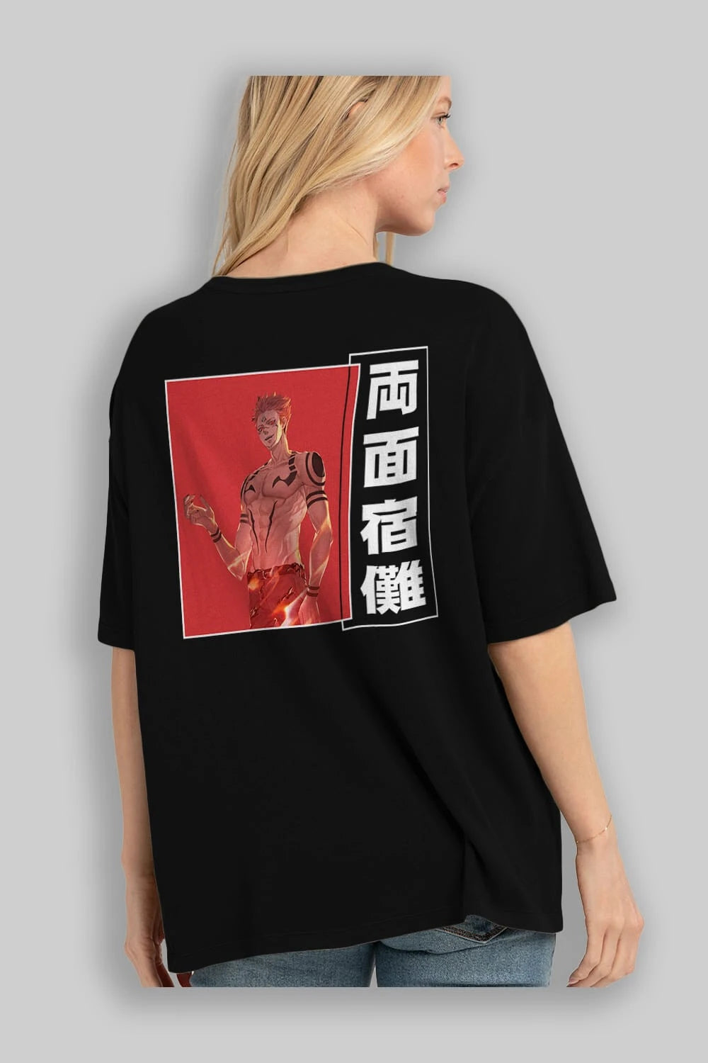 Sukuna Ryoumen 3 Anime Arka Baskılı Oversize t-shirt Erkek Kadın Unisex