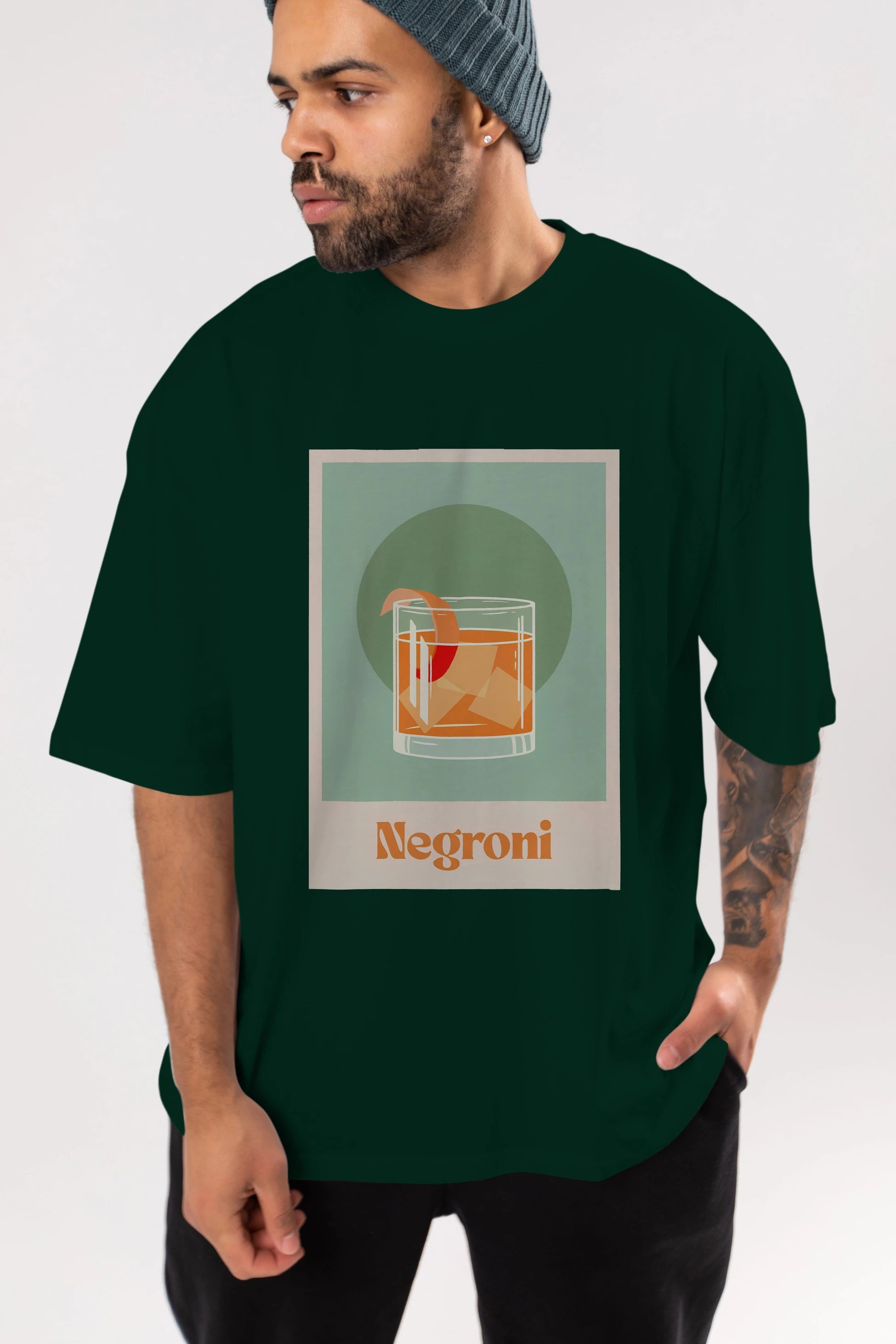 Negroni 5 Ön Baskılı Oversize t-shirt Erkek Kadın Unisex %100 Pamuk Bisiklet Yaka tişort