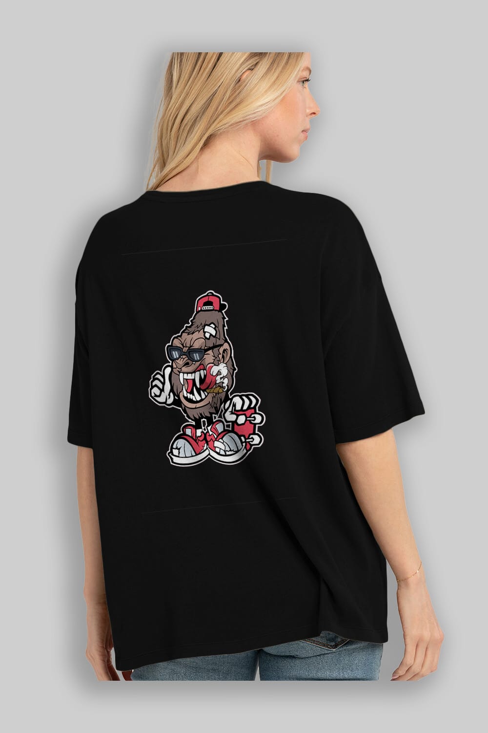 Gorilla Skater Arka Baskılı Oversize t-shirt Erkek Kadın Unisex %100 Pamuk tişort