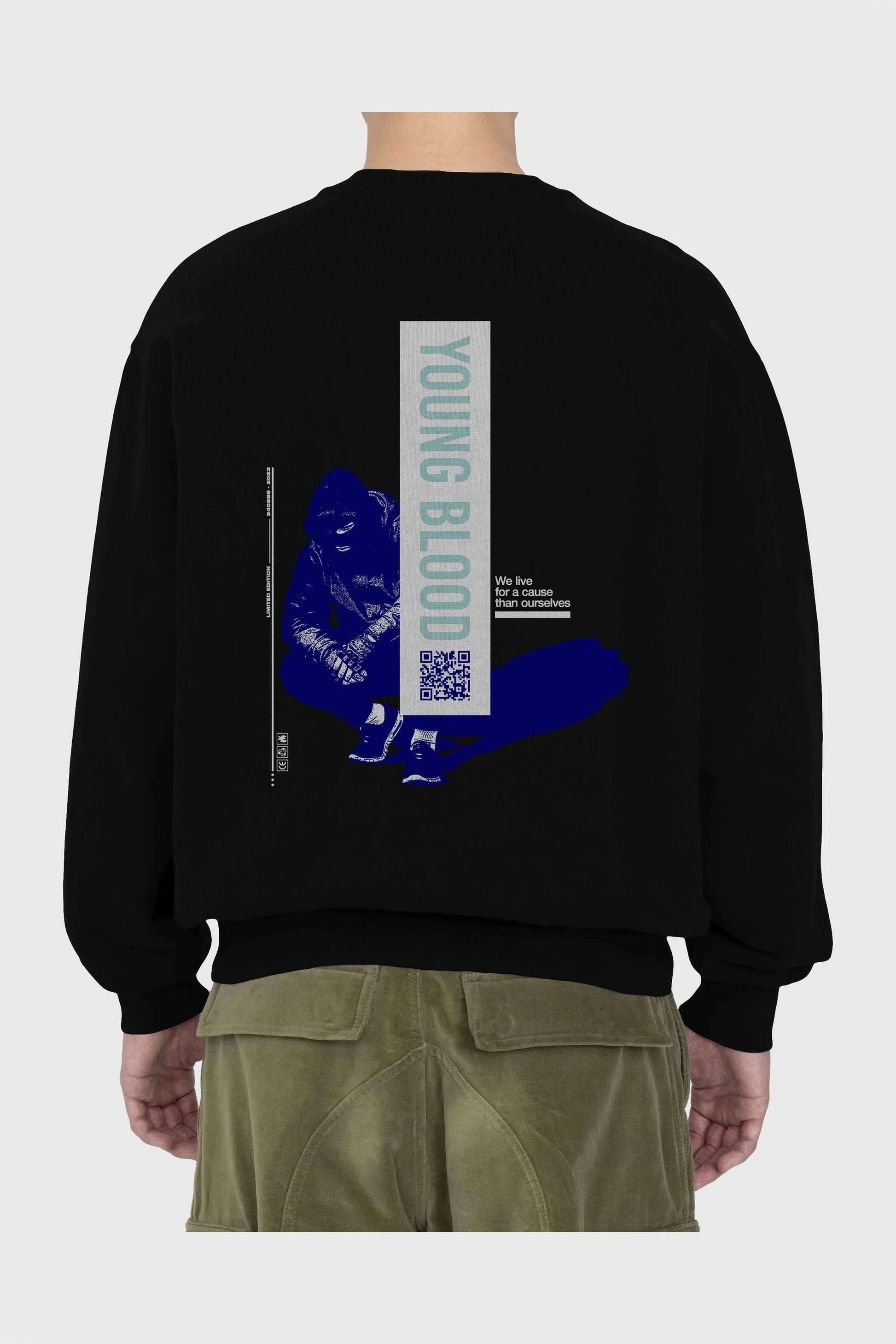 Young Blood Arka Baskılı Oversize Sweatshirt Erkek Kadın Unisex