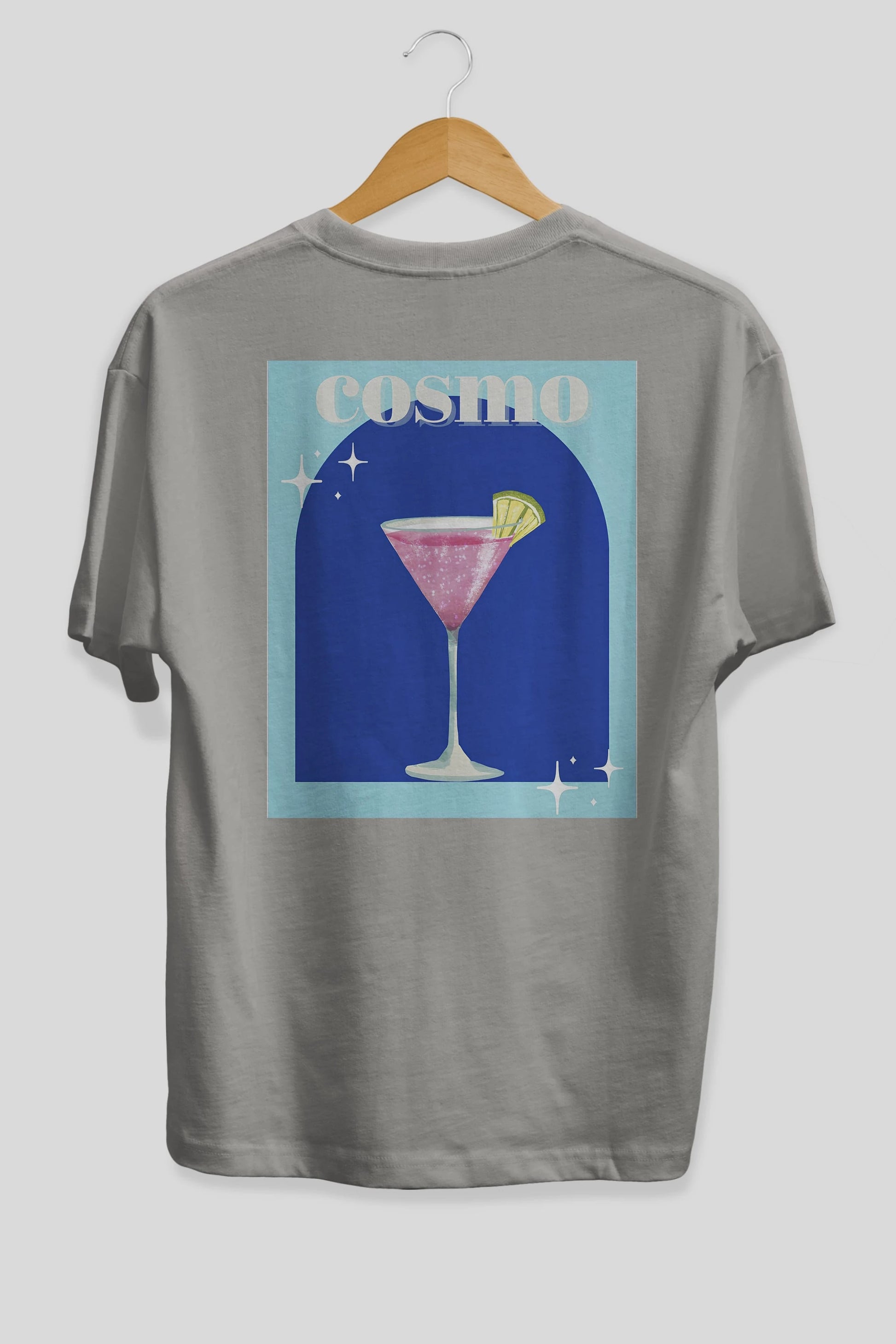 Cosmopolitan 2 Arka Baskılı Oversize t-shirt Erkek Kadın Unisex %100 Pamuk Bisiklet Yaka tişort