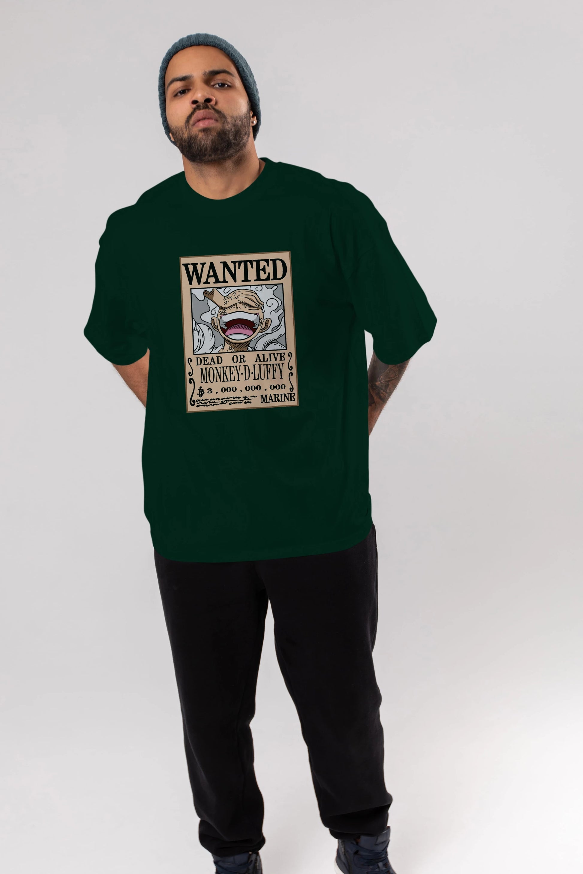 CARTEL LUFFY GEAR 5 Anime Ön Baskılı Oversize t-shirt %100 pamuk Erkek Kadın Unisex