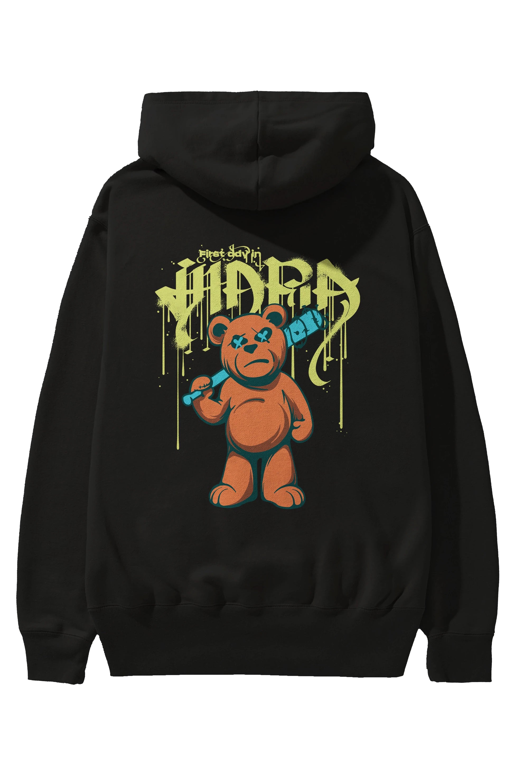 Hidra Bear Arka Baskılı Hoodie Oversize Kapüşonlu Sweatshirt Erkek Kadın Unisex