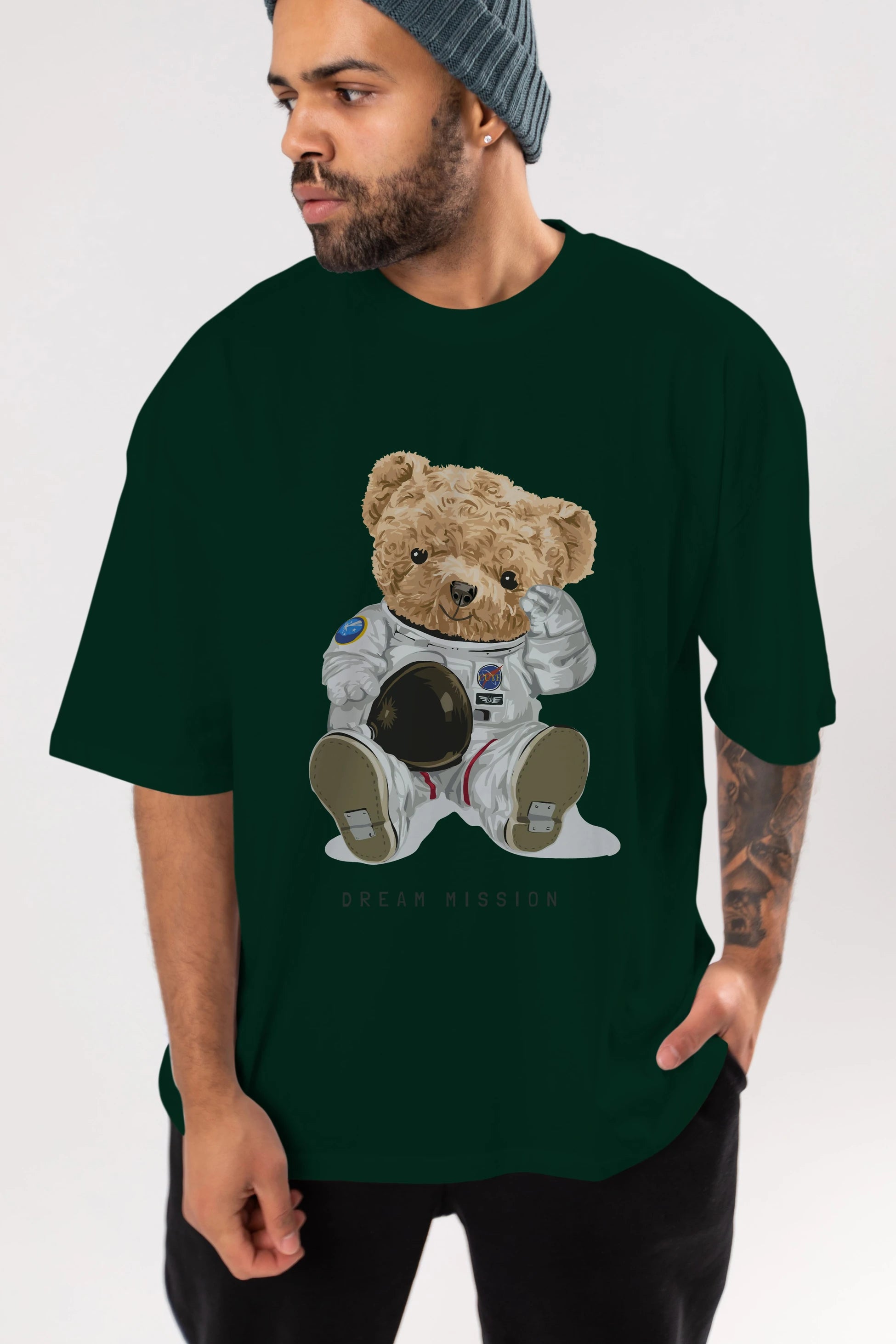 Teddy Bear Asrtonot Ön Baskılı Oversize t-shirt Erkek Kadın Unisex %100 Pamuk