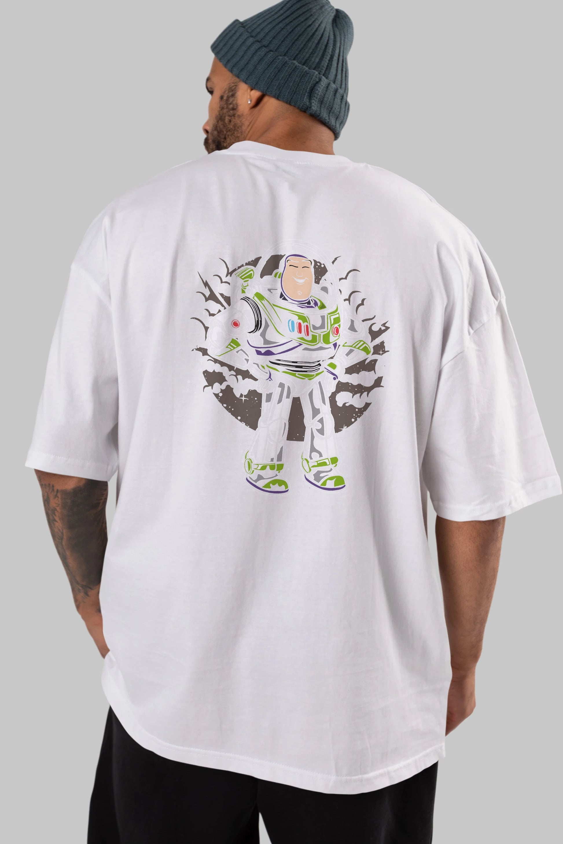 Buzz Arka Baskılı Oversize t-shirt Erkek Kadın Unisex %100 Pamuk