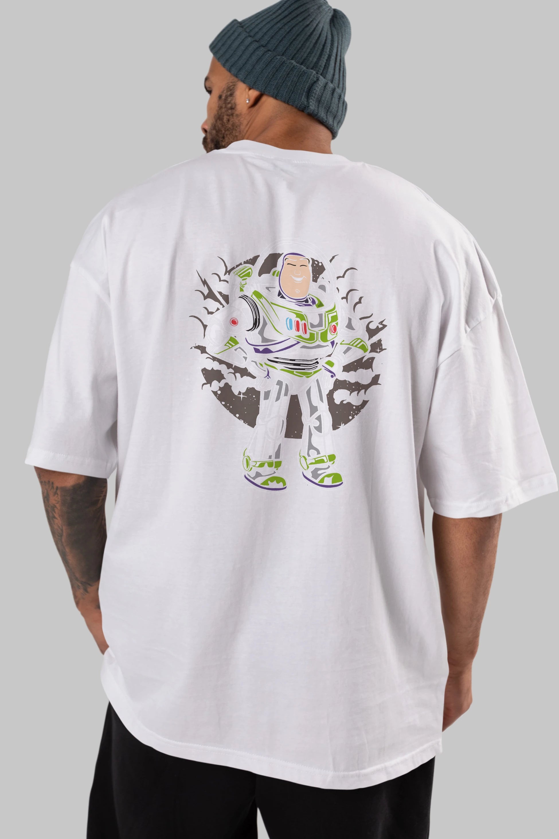 Buzz Arka Baskılı Oversize t-shirt Erkek Kadın Unisex %100 Pamuk