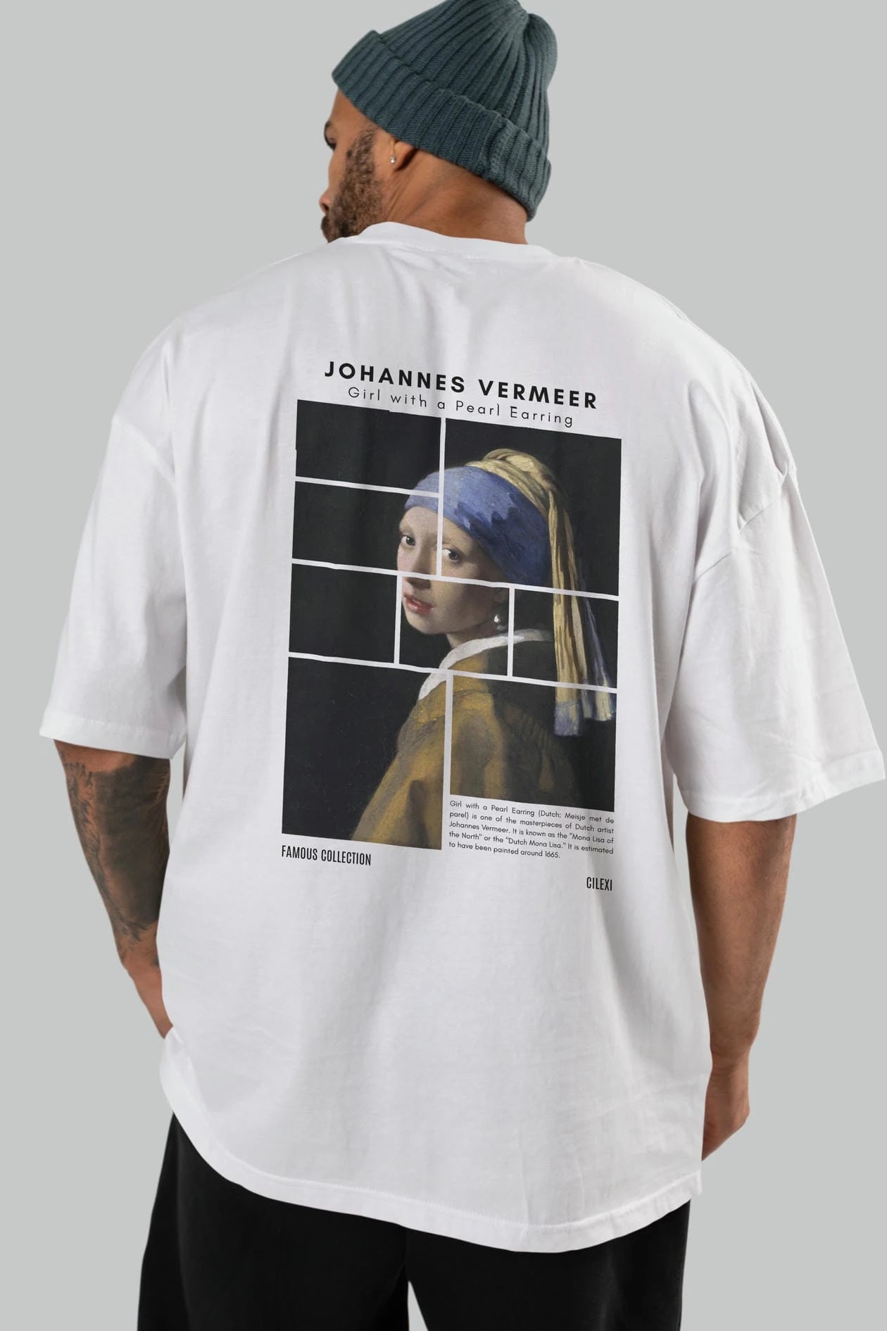 Johannes Vermeer Arka Baskılı Oversize t-shirt Erkek Kadın Bisiklet Yaka Pamuk tişort