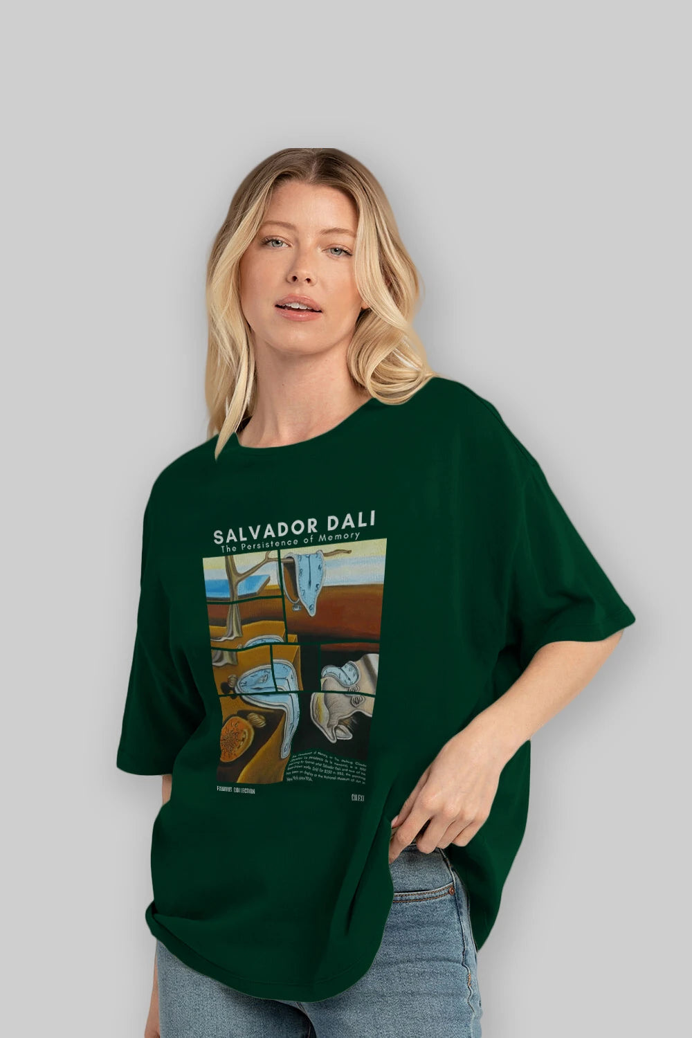 Salvador Dali ön Baskılı Oversize t-shirt Erkek Kadın Bisiklet Yaka Pamuk tişort