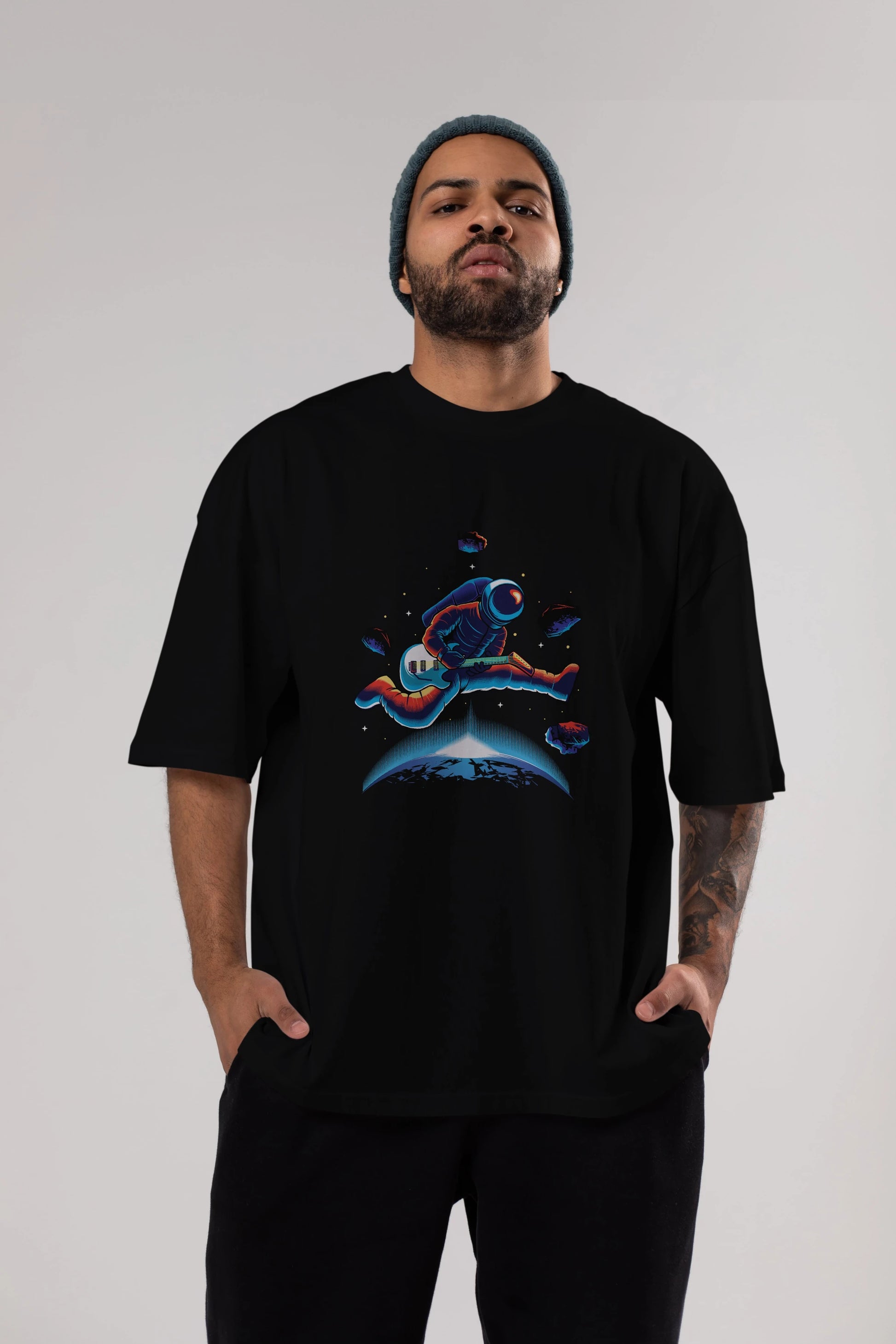 Astroguitar Ön Baskılı Oversize t-shirt Erkek Kadın Unisex