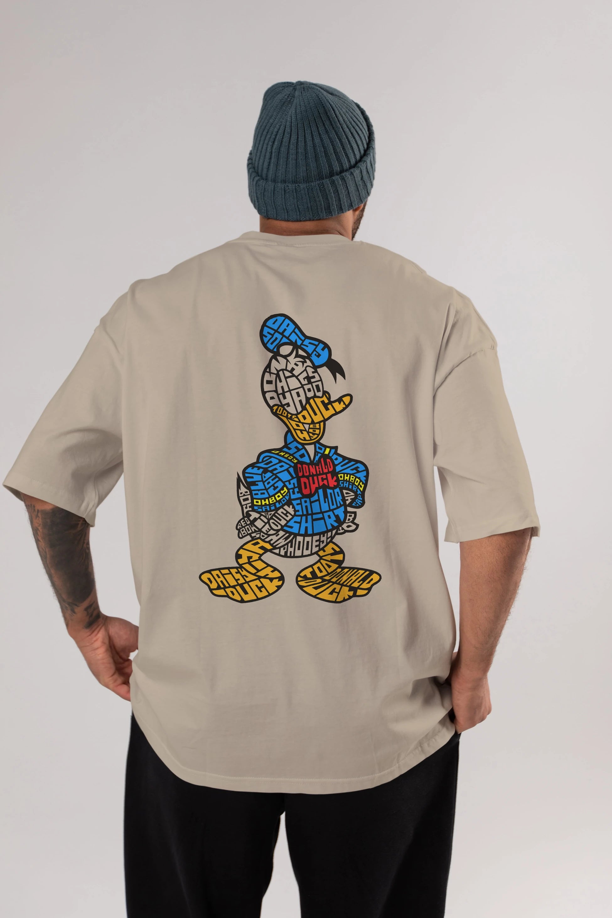 Donald Arka Baskılı Oversize t-shirt %100 pamuk Erkek Kadın Unisex