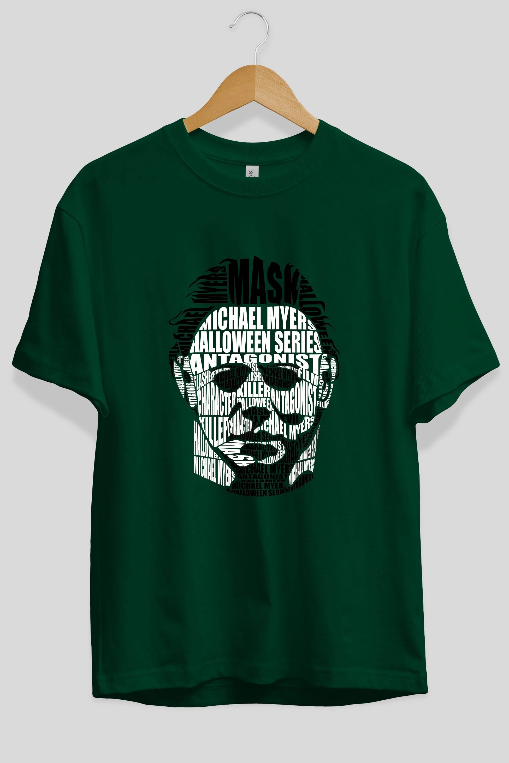 Michael Myers Calligram Ön Baskılı Oversize t-shirt %100 pamuk Erkek Kadın Unisex