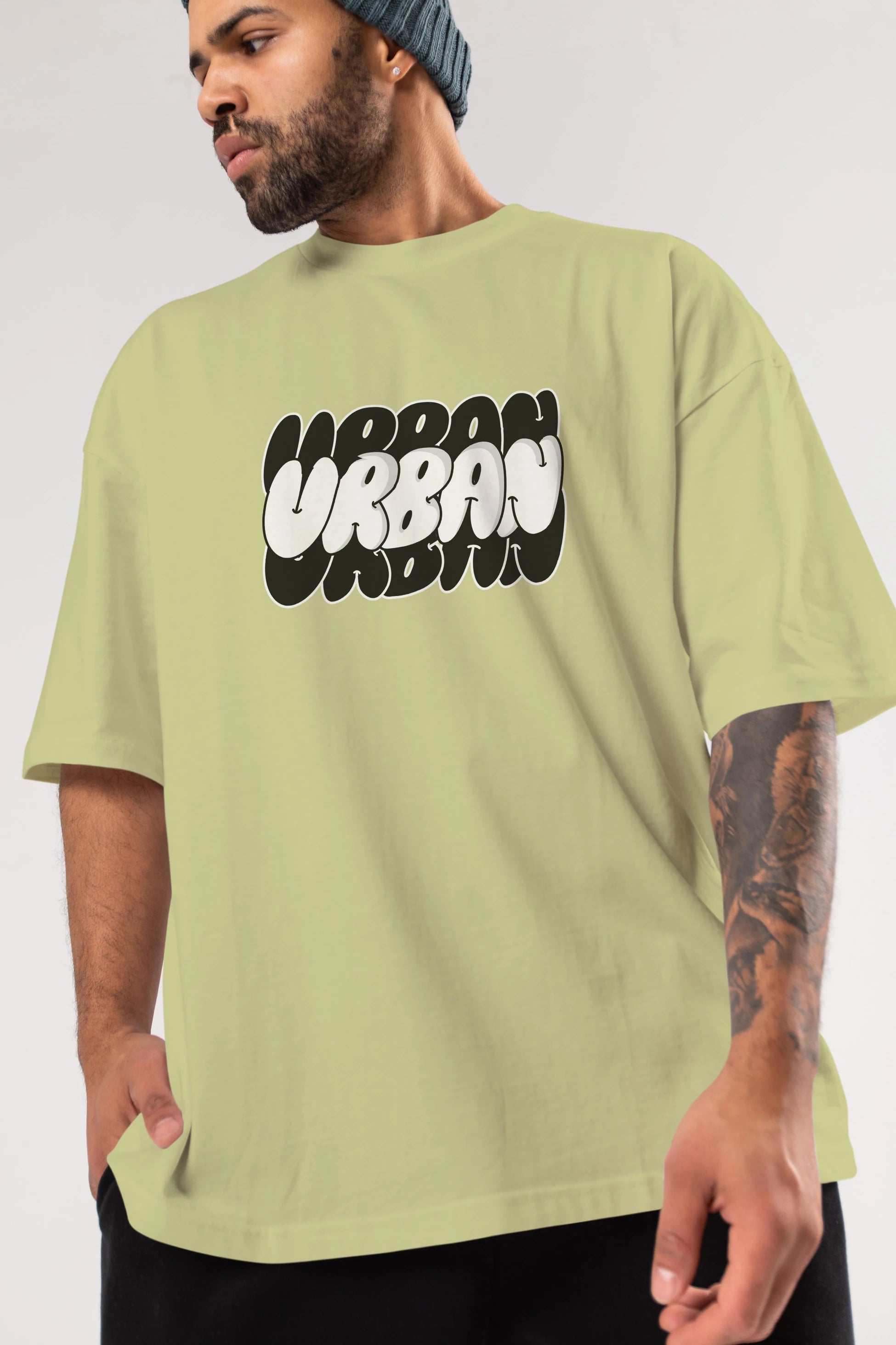 Urban Yazılı Ön Baskılı Oversize t-shirt Erkek Kadın Unisex