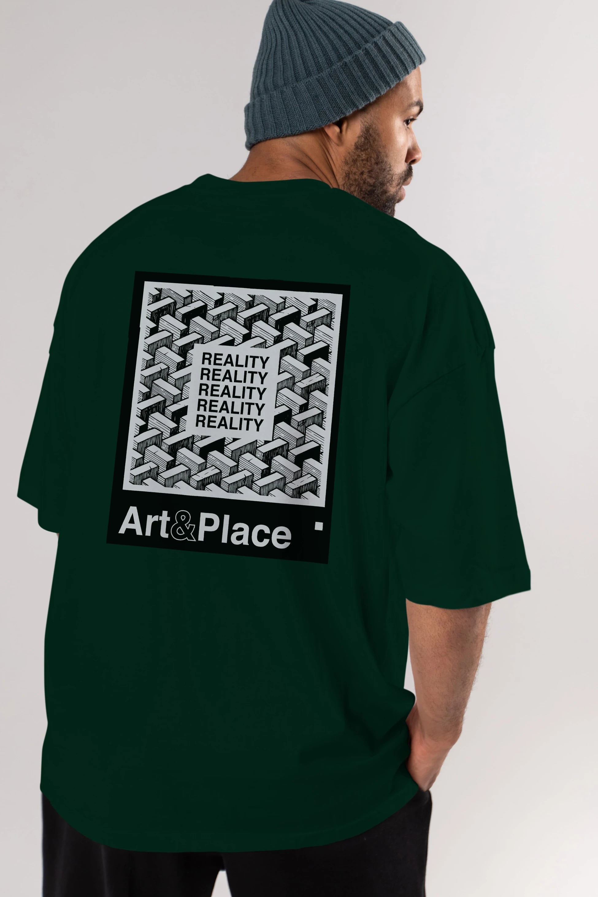 Reality Arka Baskılı Oversize t-shirt Erkek Kadın Unisex