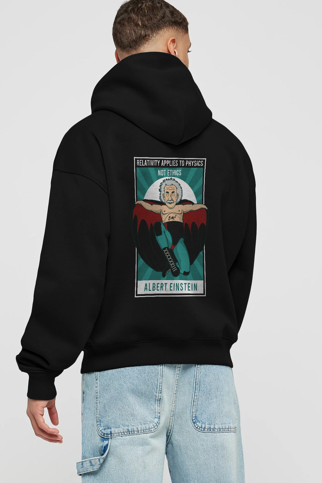 Nacho Libre Einstein Arka Baskılı Hoodie Oversize Kapüşonlu Sweatshirt Erkek Kadın Unisex