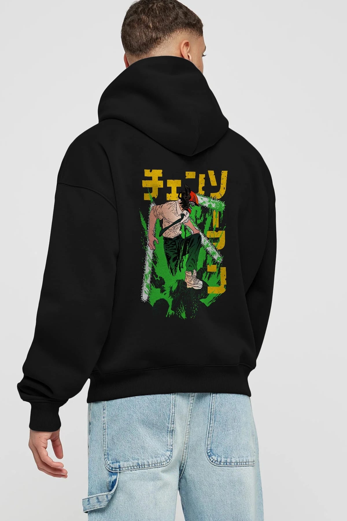 CHAINSAWMAN DENJI Anime Arka Baskılı Hoodie Oversize Kapüşonlu Sweatshirt Erkek Kadın Unisex